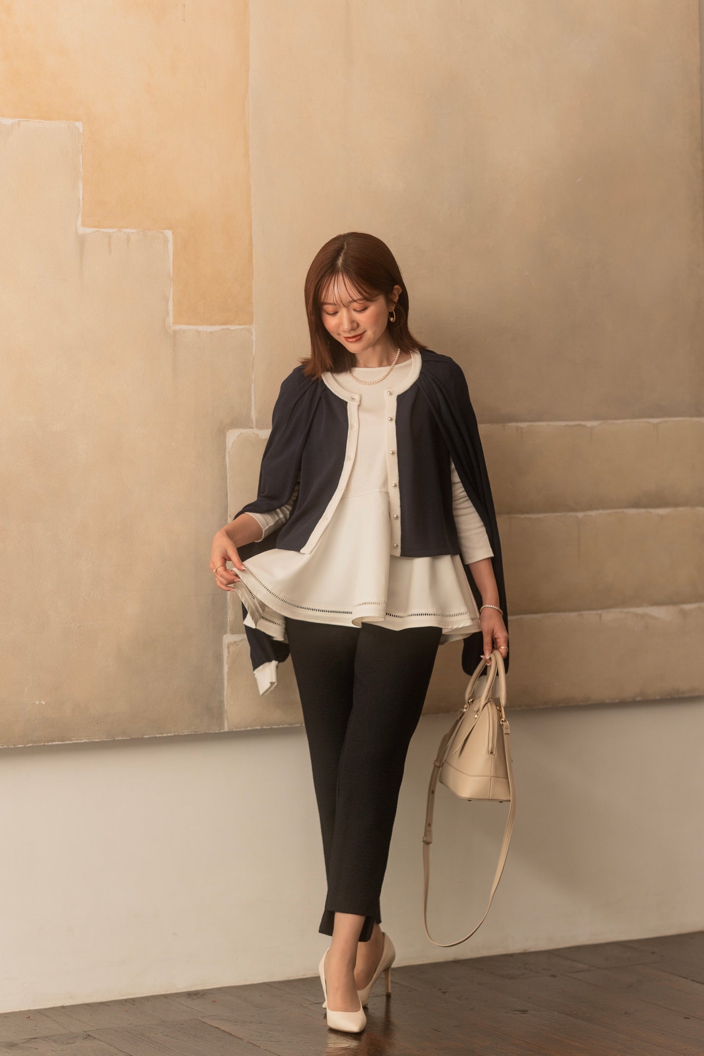 ストレッチツイードテーパードパンツ【リサイクルポリエステル】【5/16発売】<予約商品>