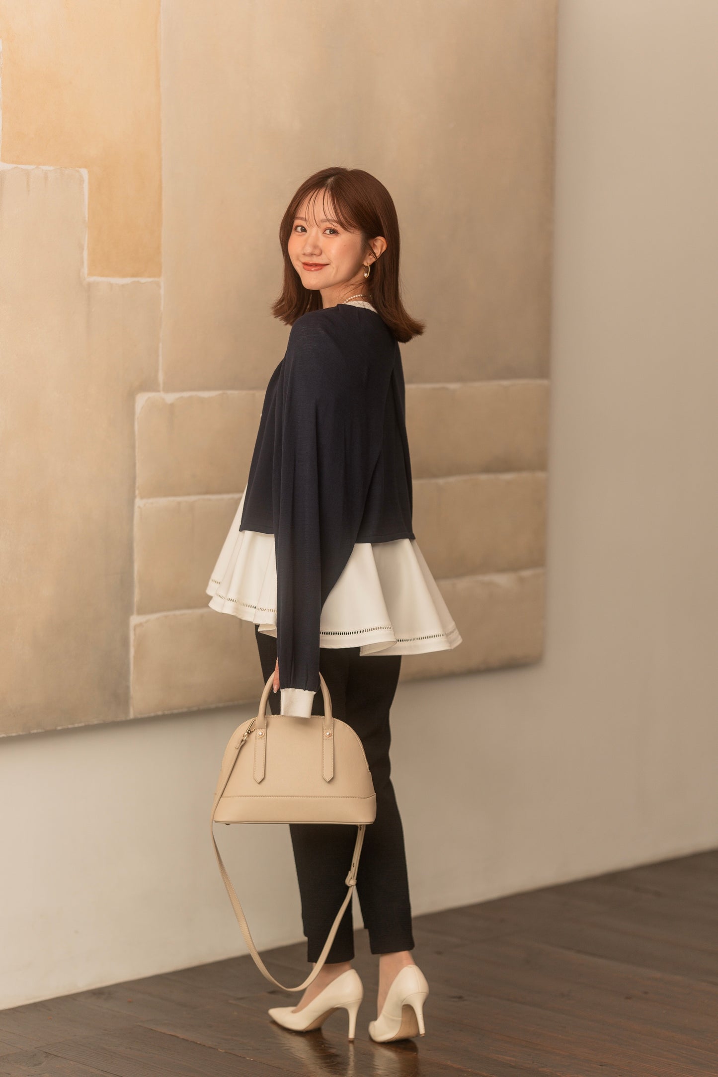 ストレッチツイードテーパードパンツ【リサイクルポリエステル】【5/16発売】<予約商品>
