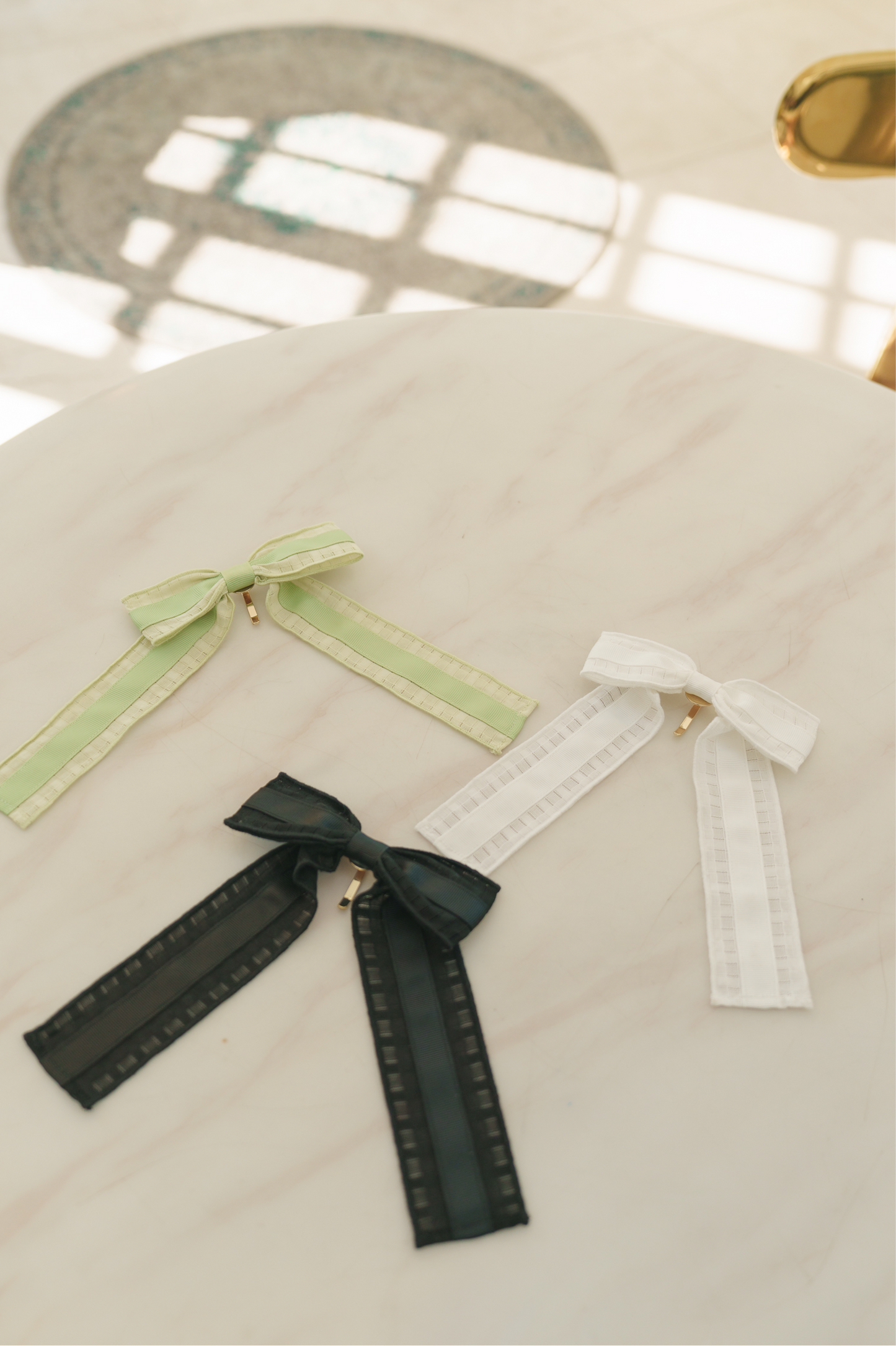 カラミチェックリボンポニーフック【オーガニックコットン】