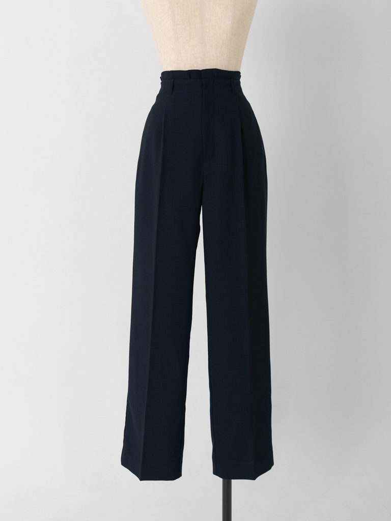 ストレッチリネンライクセミワイドパンツ【リサイクルポリエステル】