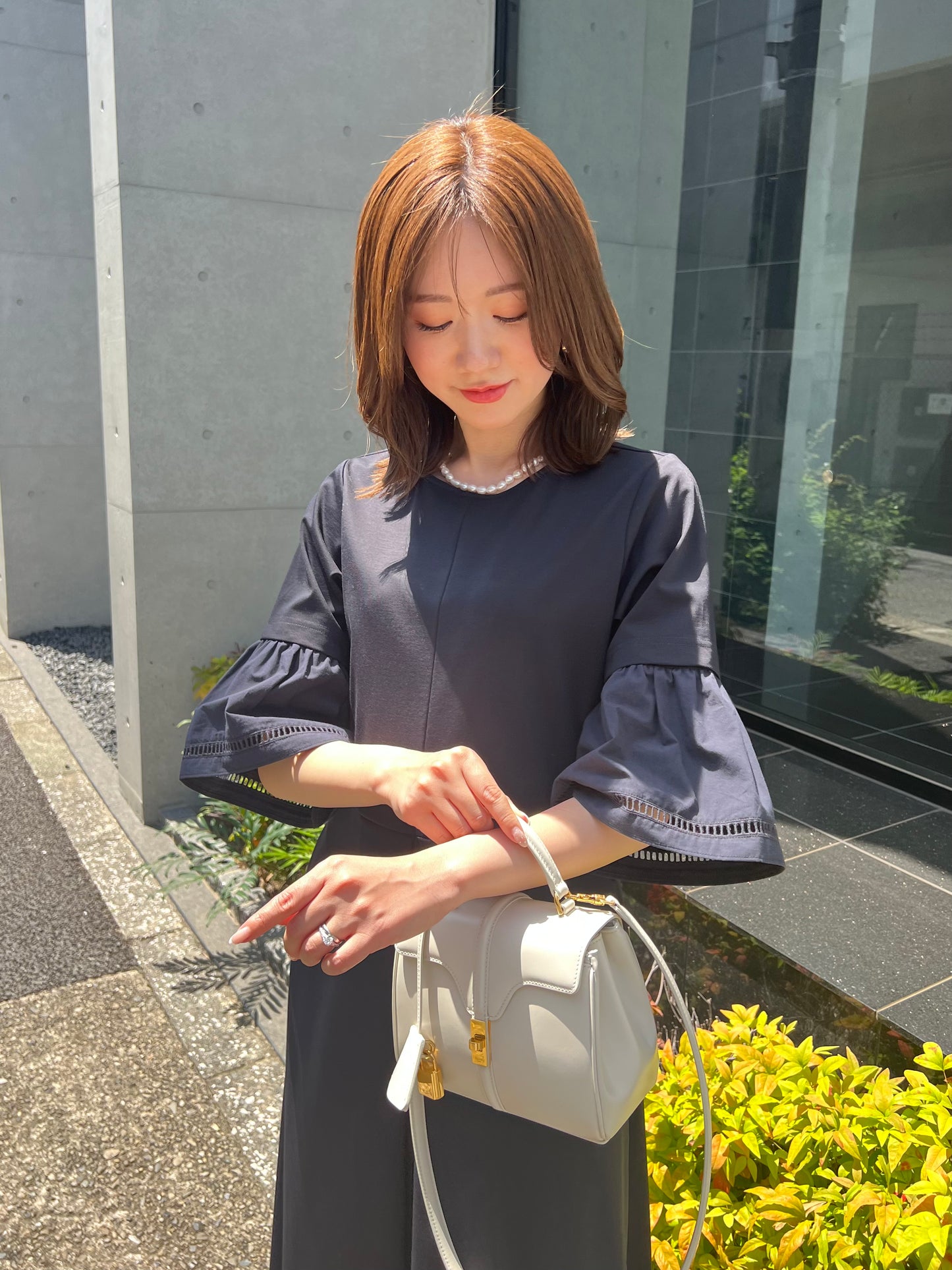 Hashigo Lace Sleeve Dress