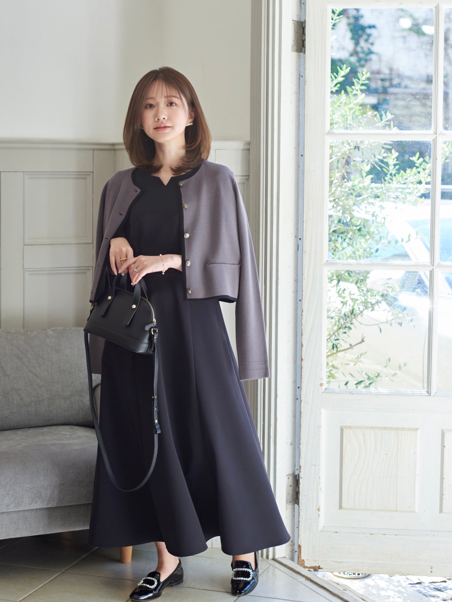 2WAYレースケープ付きドレス