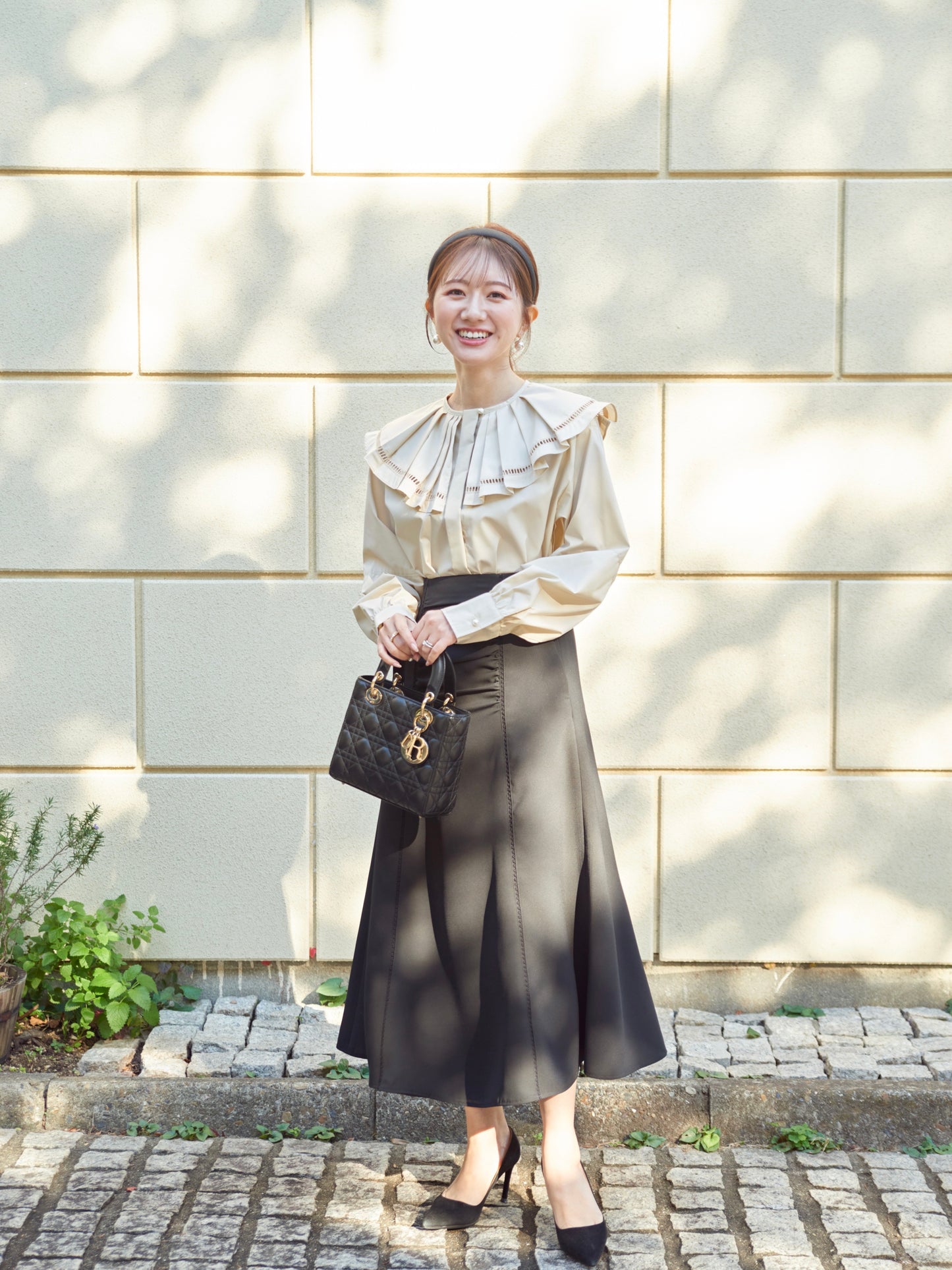 ハシゴレースビッグカラーシャツ