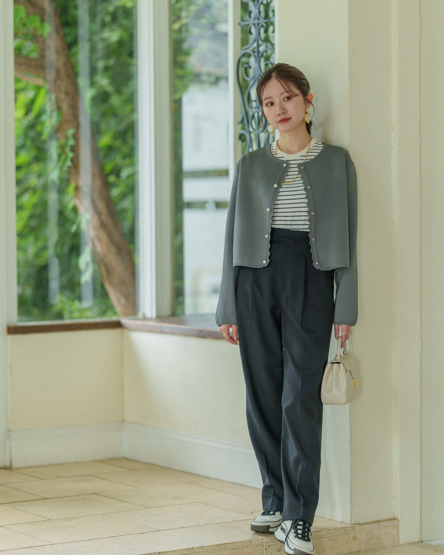 フロントタックワイドパンツ【リサイクルポリエステル】