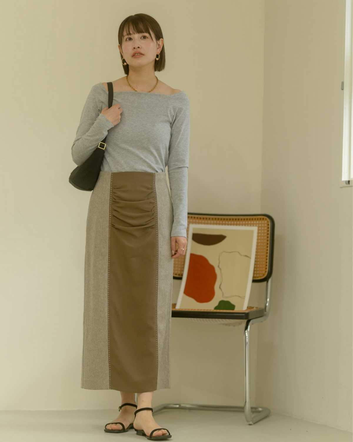 Maison Echelle ハシゴレースアイラインスカート M ハシゴレースIラインスカート【リサイクルポリエステル