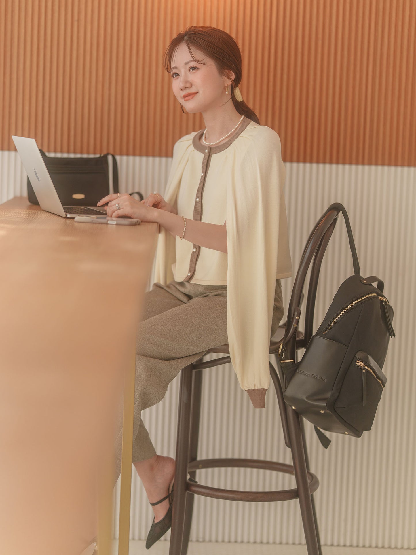 2WAYバイカラーニットカーディガン【レーヨン×リサイクルポリエステル】