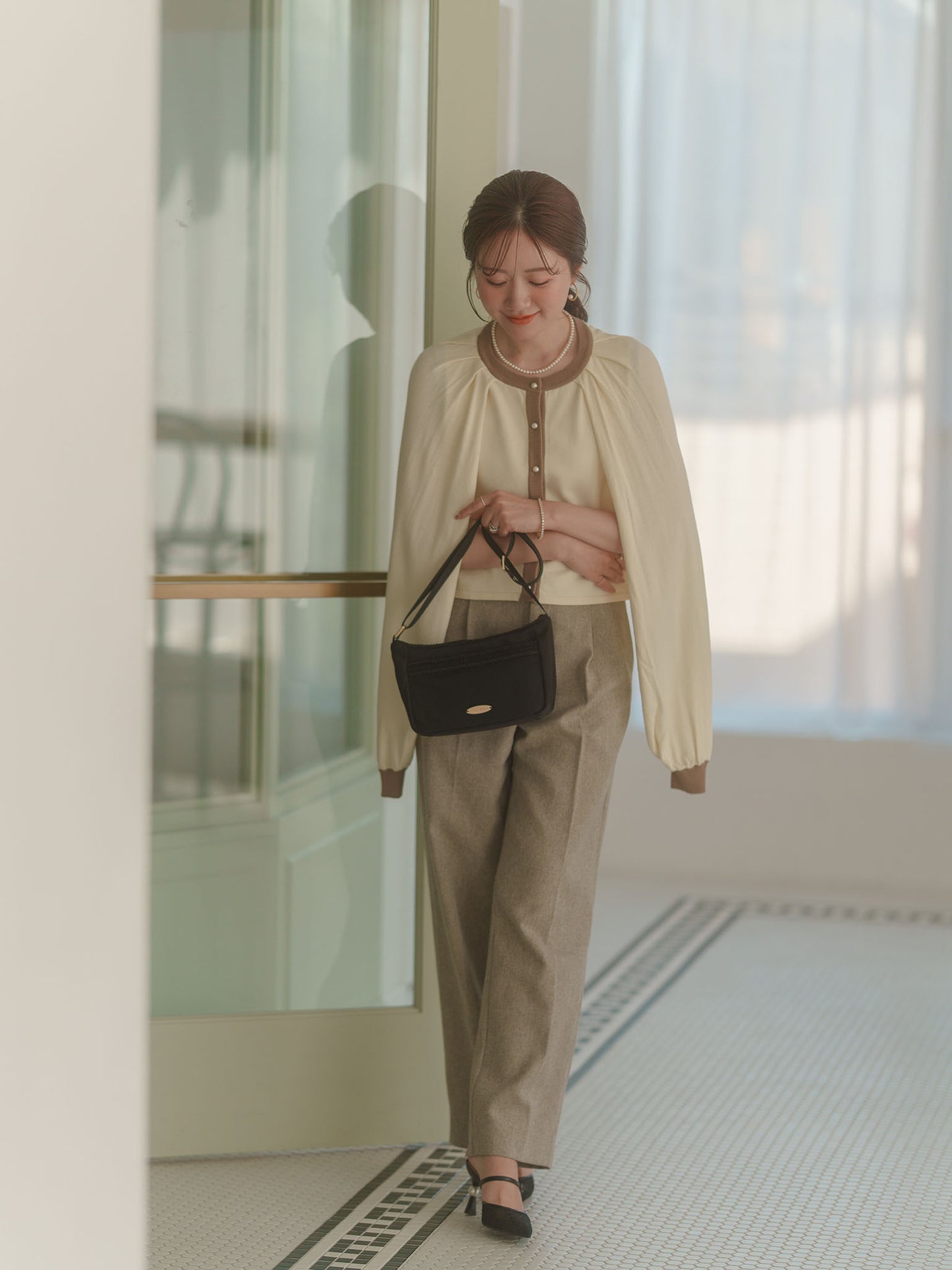 2WAYバイカラーニットカーディガン【レーヨン×リサイクルポリエステル】