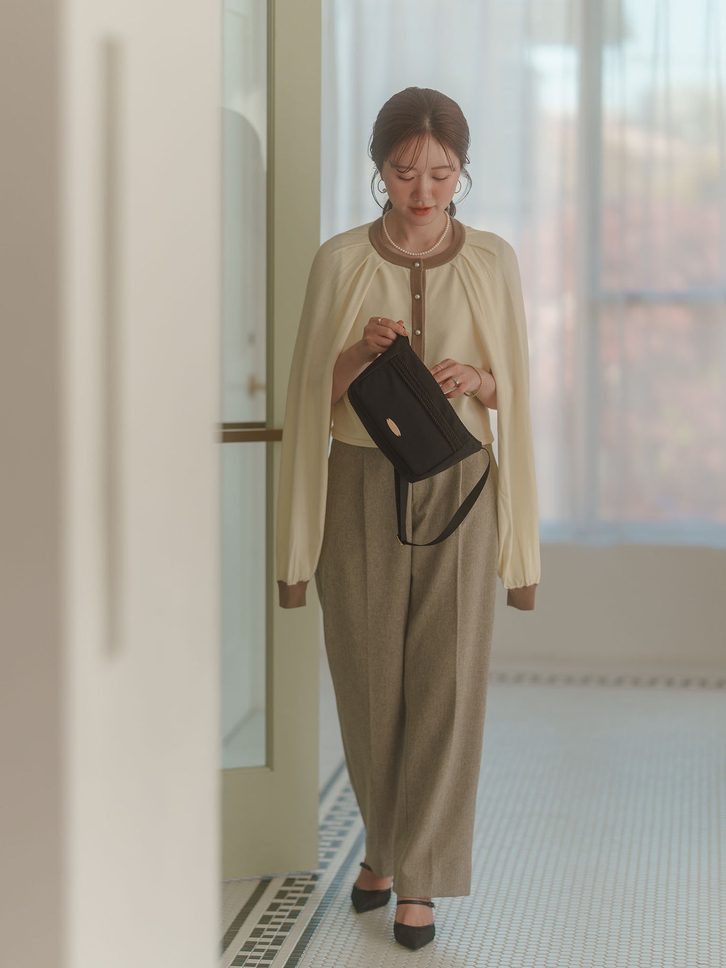 2WAYバイカラーニットカーディガン【レーヨン×リサイクルポリエステル】