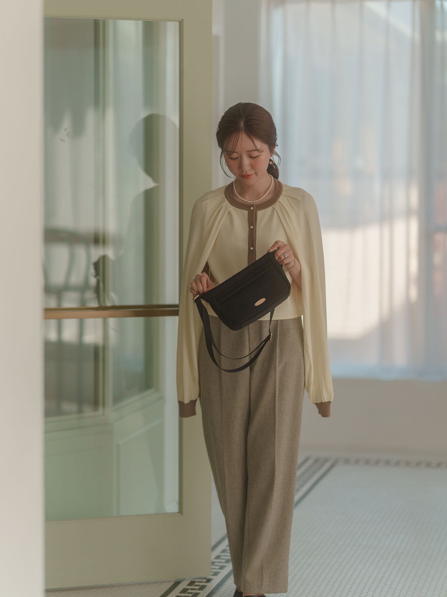 2WAYバイカラーニットカーディガン【レーヨン×リサイクルポリエステル】