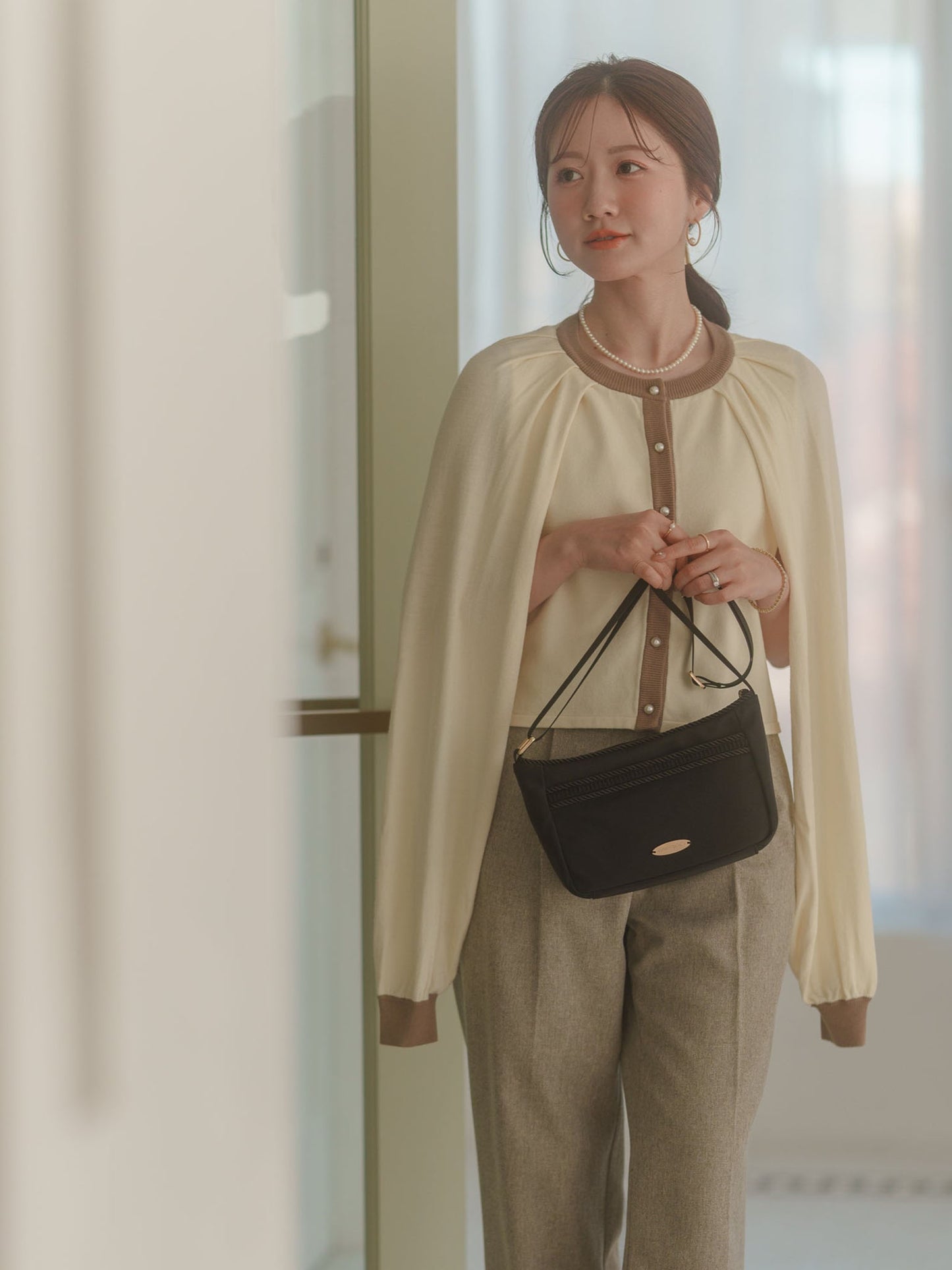 2WAYバイカラーニットカーディガン【レーヨン×リサイクルポリエステル】