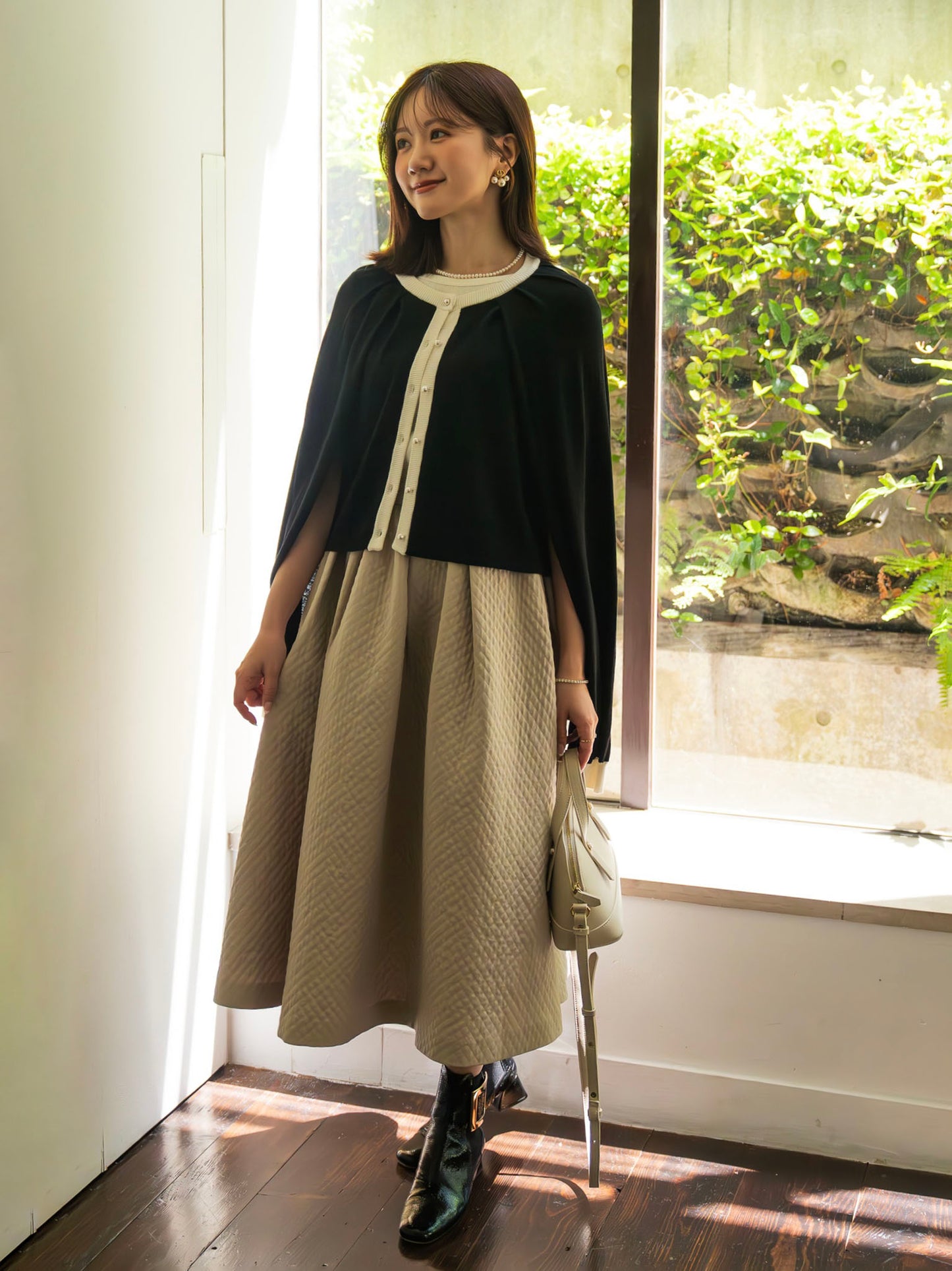 2WAYバイカラーニットカーディガン【レーヨン×リサイクルポリエステル】