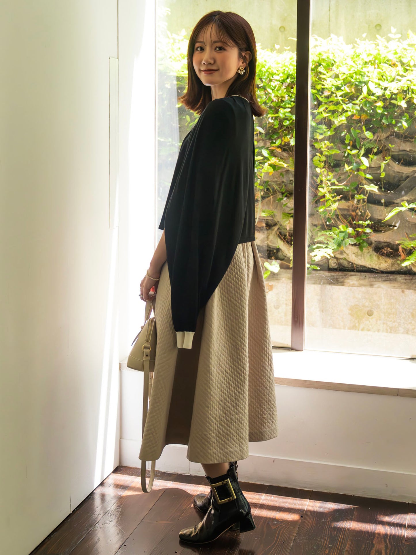 2WAYバイカラーニットカーディガン【レーヨン×リサイクルポリエステル】