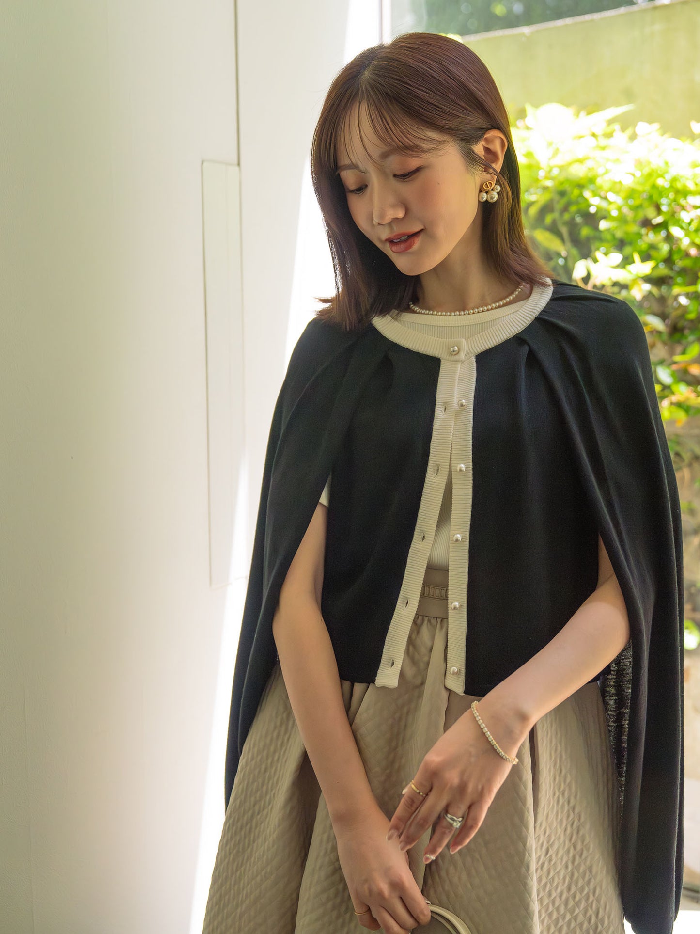 2WAYバイカラーニットカーディガン【レーヨン×リサイクルポリエステル】