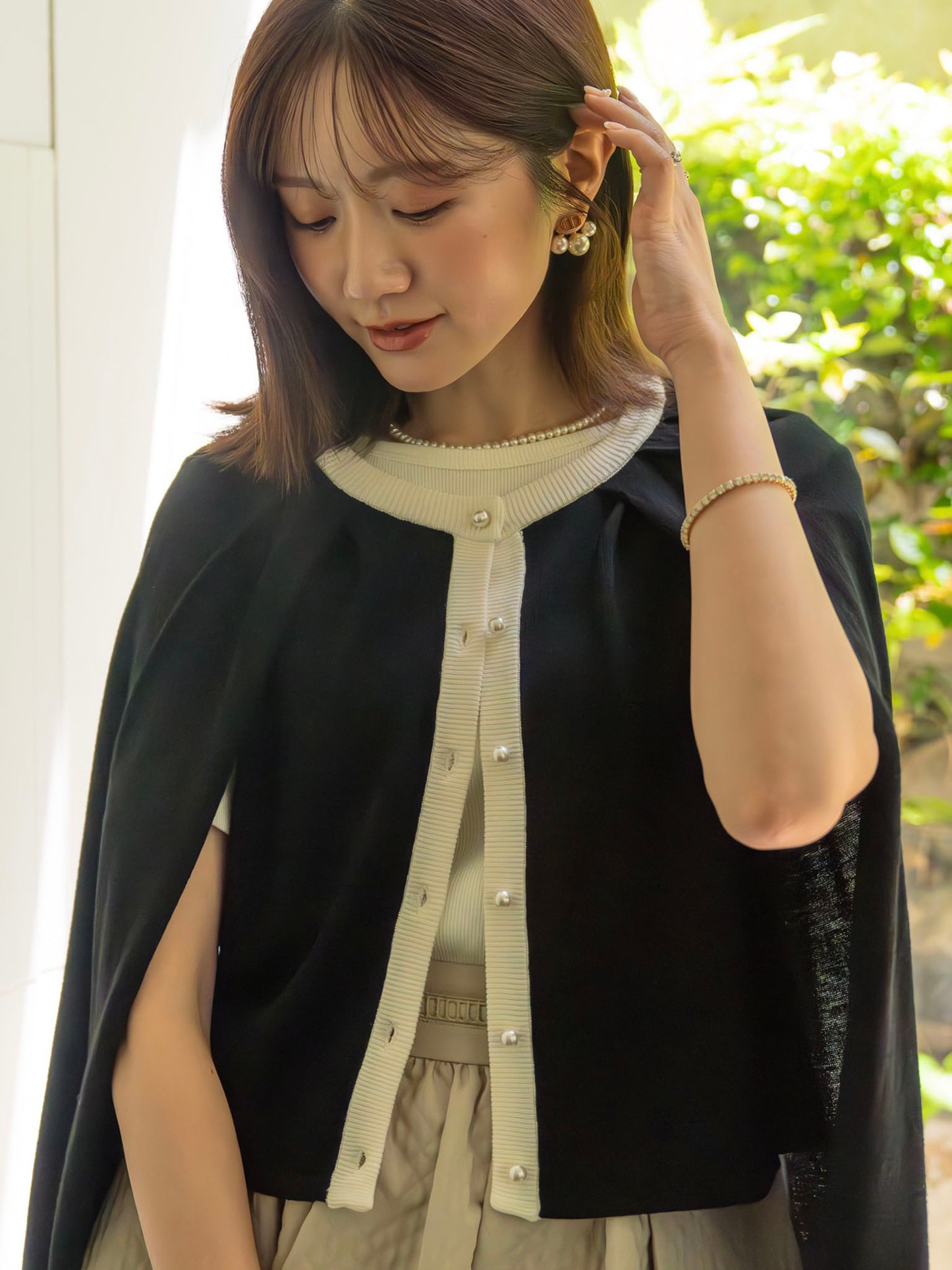 2WAYバイカラーニットカーディガン【レーヨン×リサイクルポリエステル】