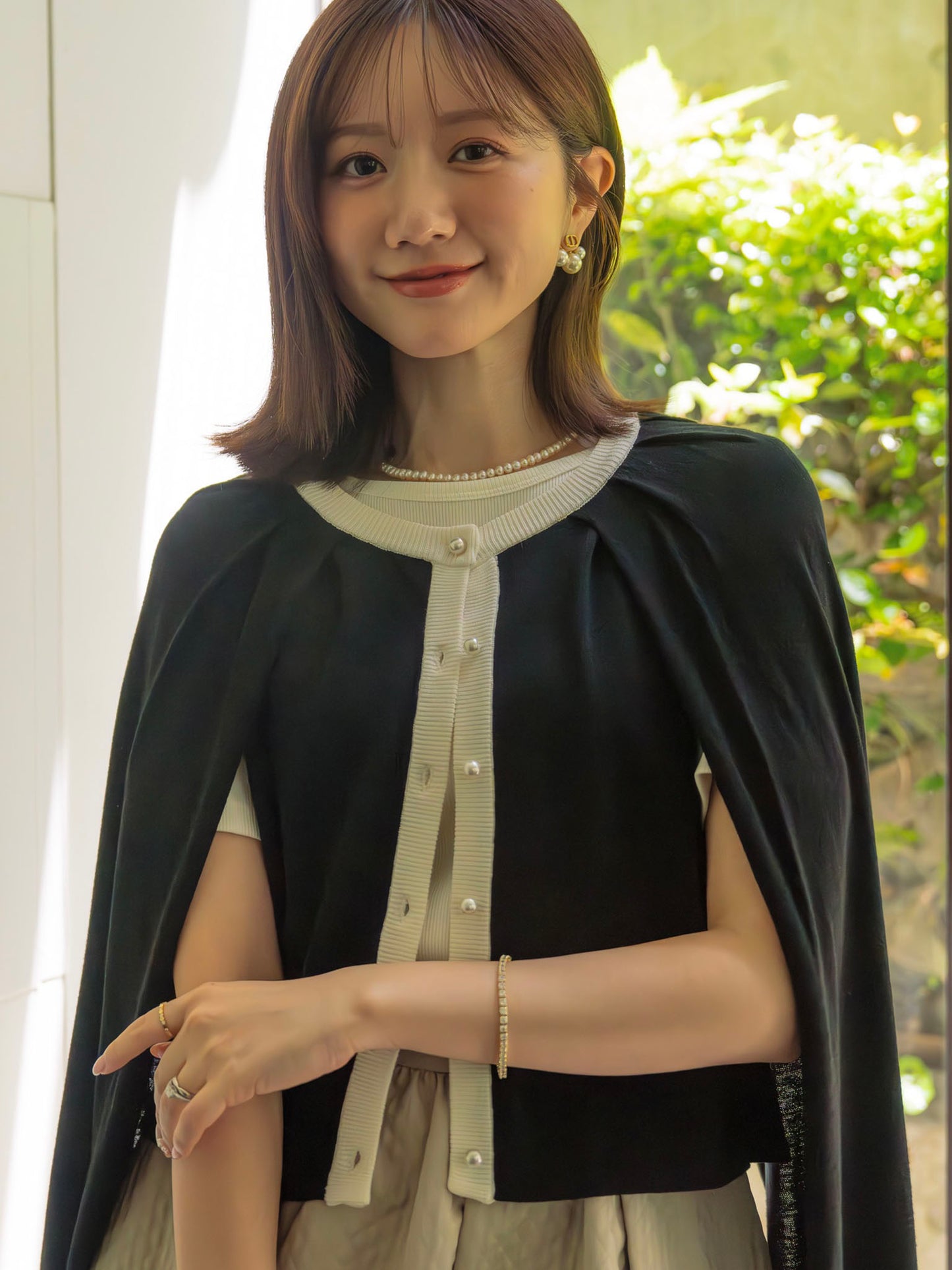 2WAYバイカラーニットカーディガン【レーヨン×リサイクルポリエステル】