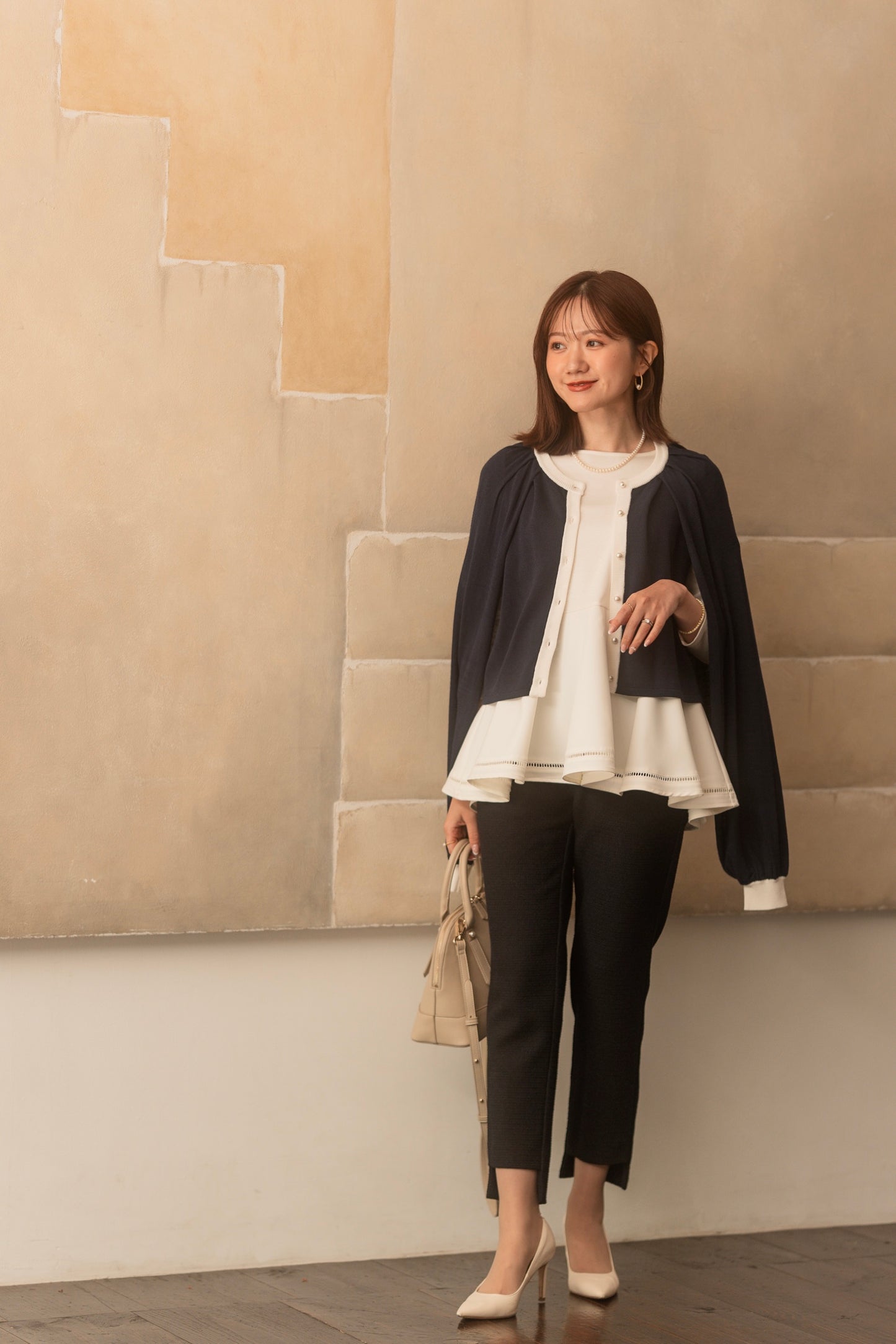 ストレッチポンチペプラムトップス【オーガニックコットン×リサイクルポリエステル】＜予約商品＞