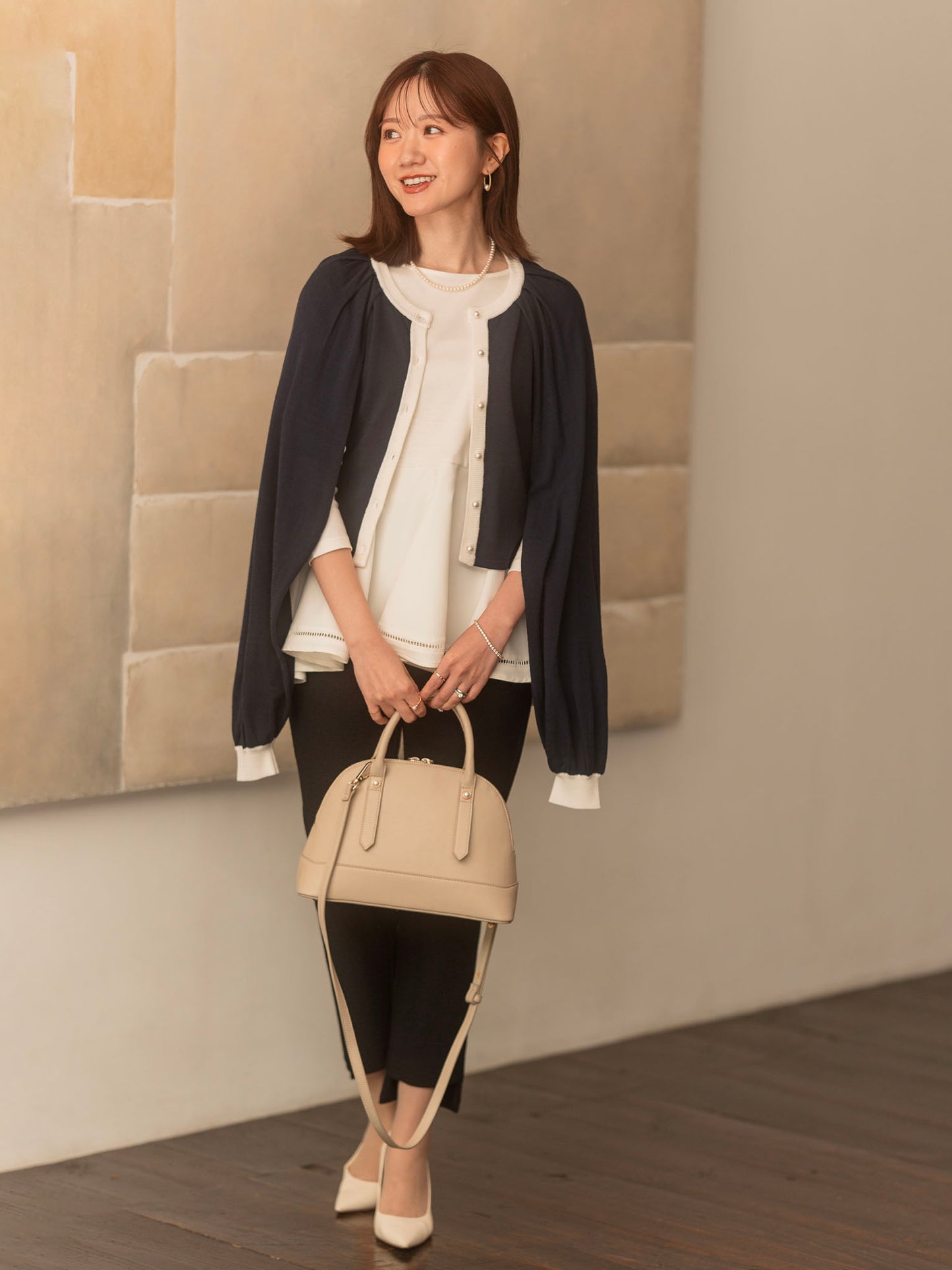 2WAYバイカラーニットカーディガン【レーヨン×リサイクルポリエステル】