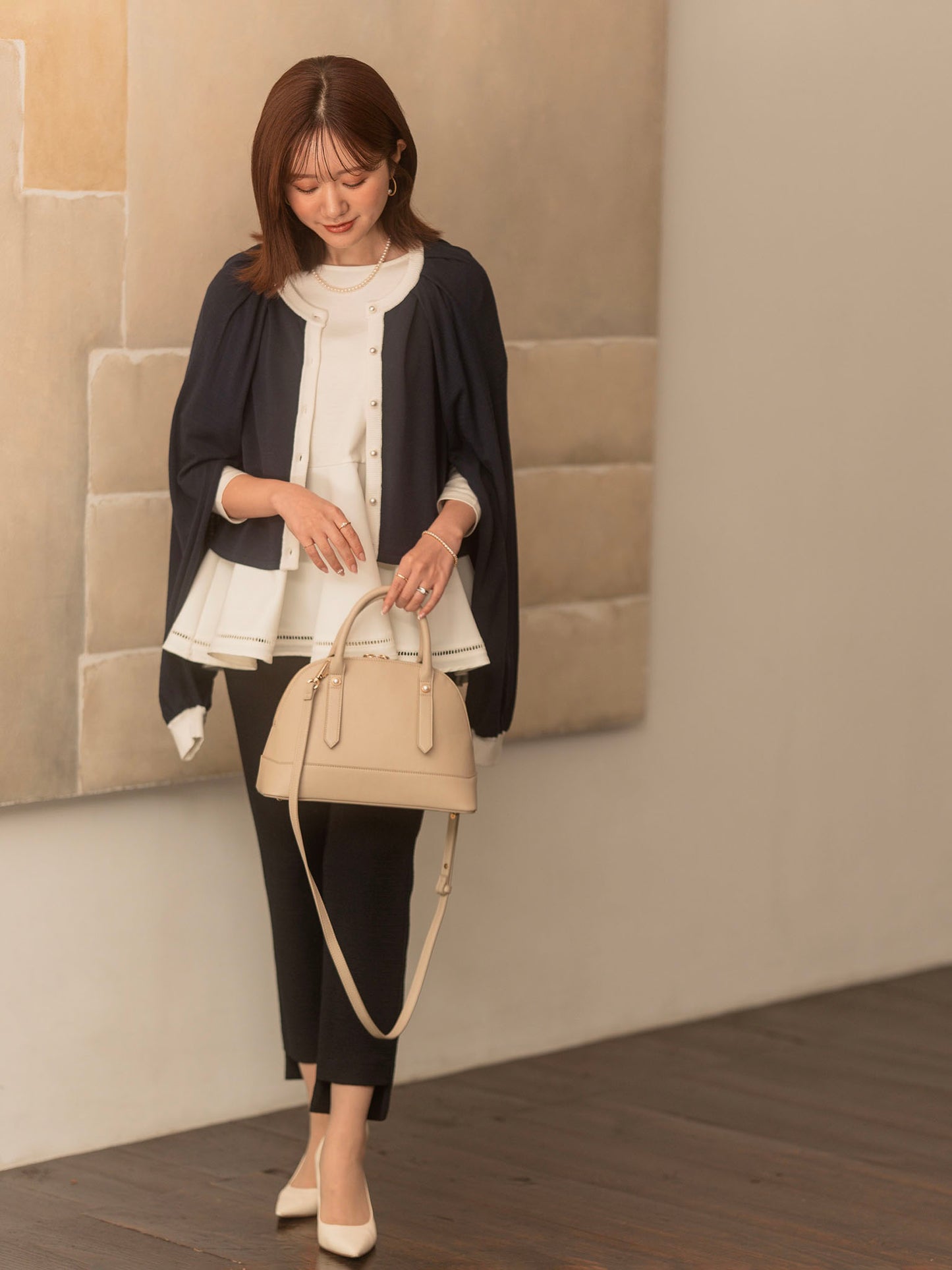 2WAYバイカラーニットカーディガン【レーヨン×リサイクルポリエステル】