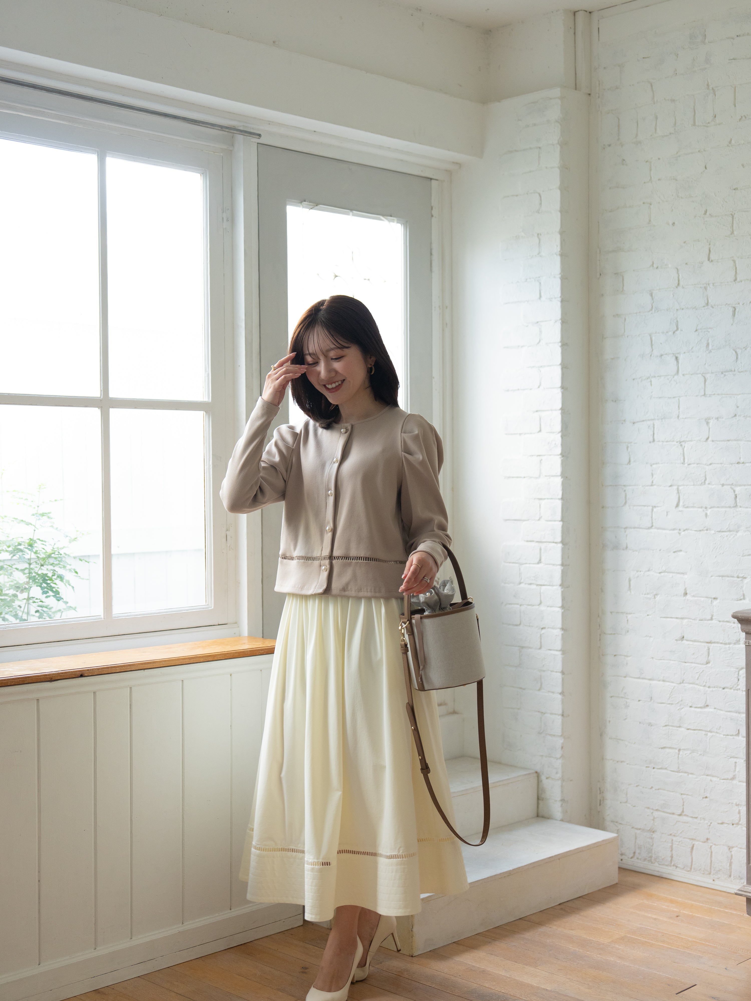 パールボタンリブカーディガン 【リサイクルポリエステル】 – Maison