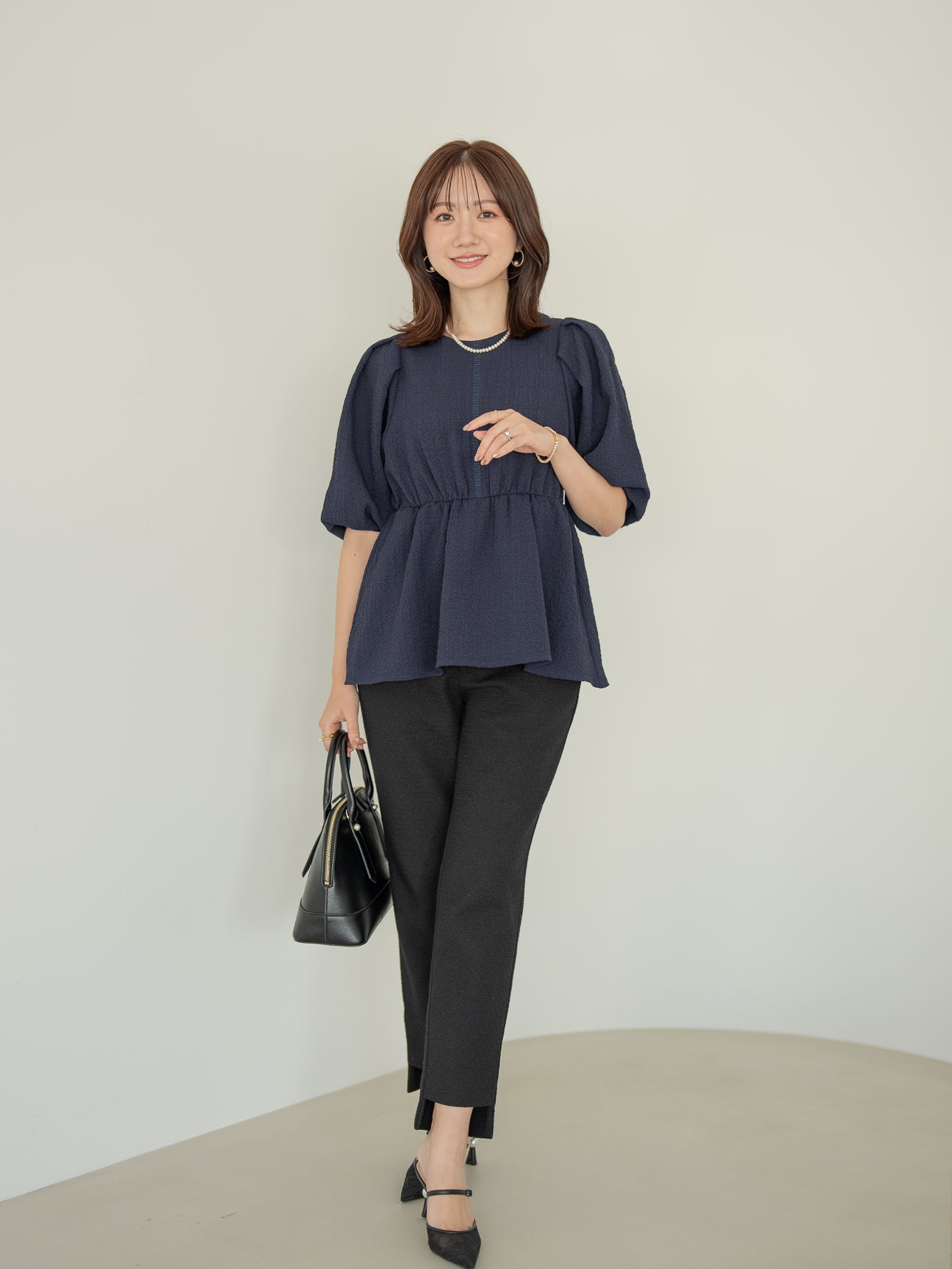 ポコポコペプラムブラウス【リサイクルポリエステル】