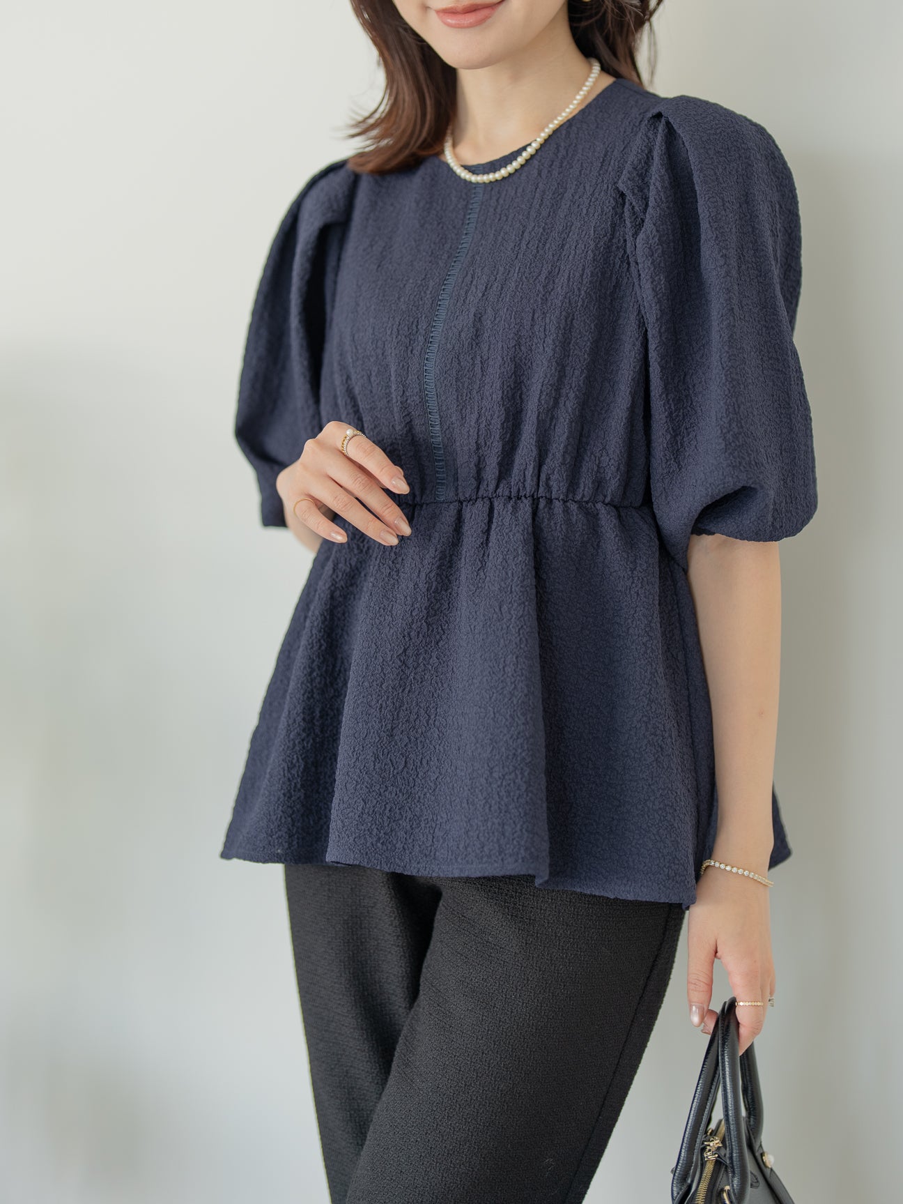 ポコポコペプラムブラウス【リサイクルポリエステル】