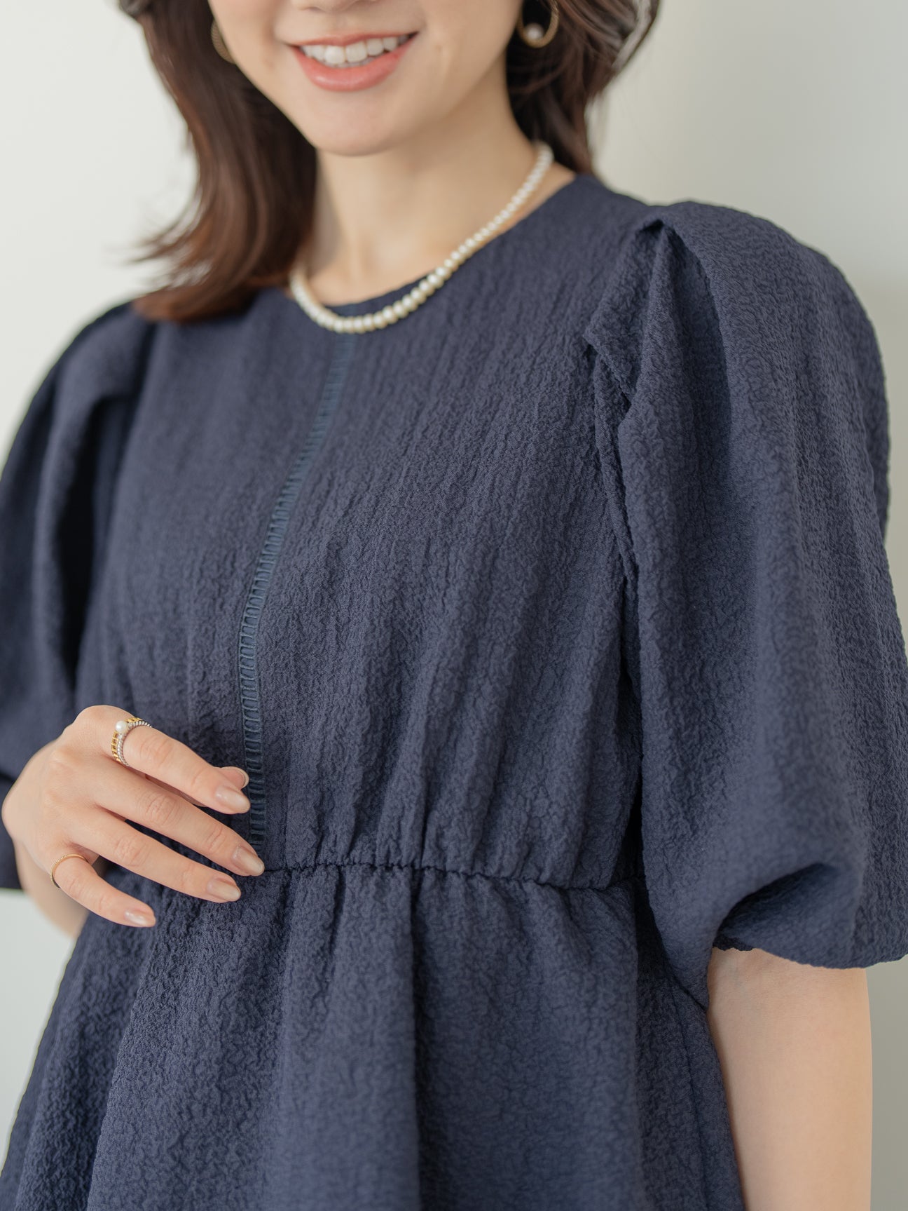 ポコポコペプラムブラウス【リサイクルポリエステル】