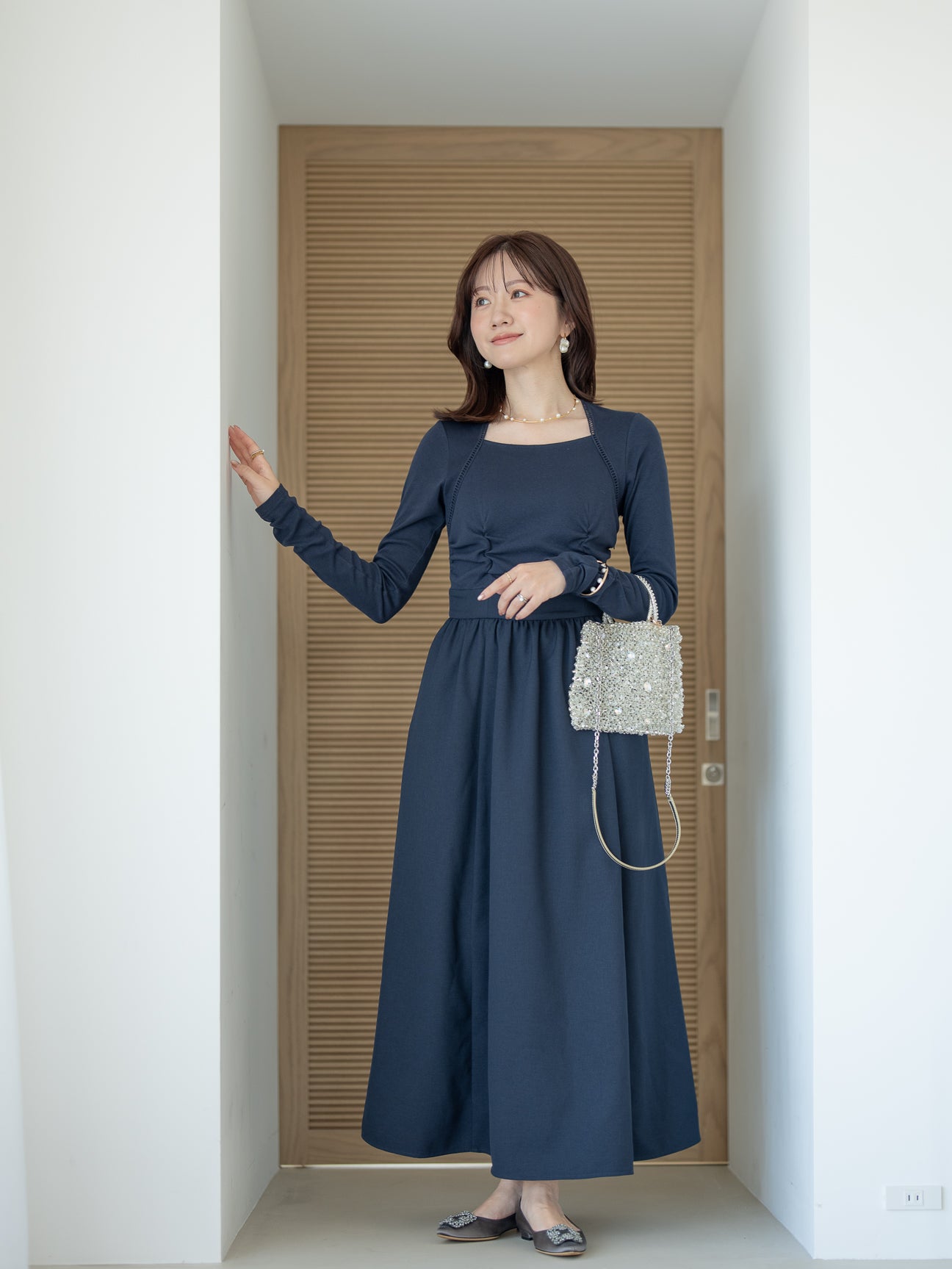 トラペーズネックフライスドッキングワンピース【オーガニックコットン】