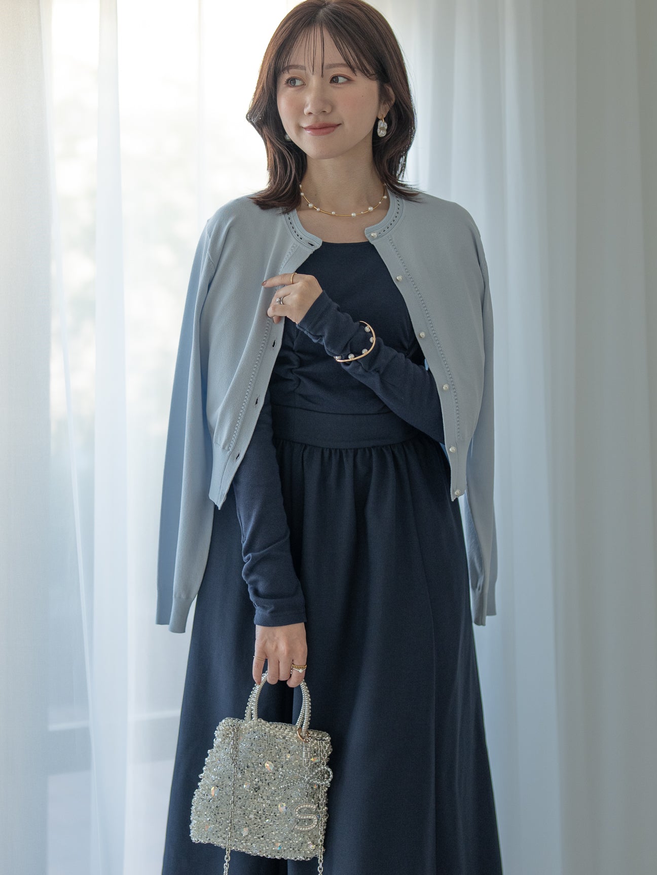 トラペーズネックフライスドッキングワンピース【オーガニックコットン】