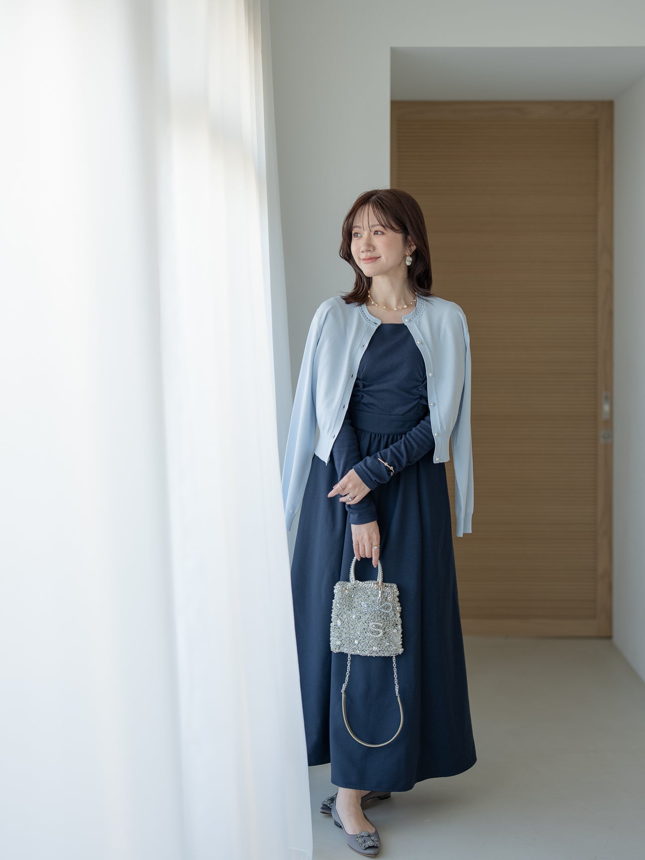 トラペーズネックフライスドッキングワンピース【オーガニックコットン】