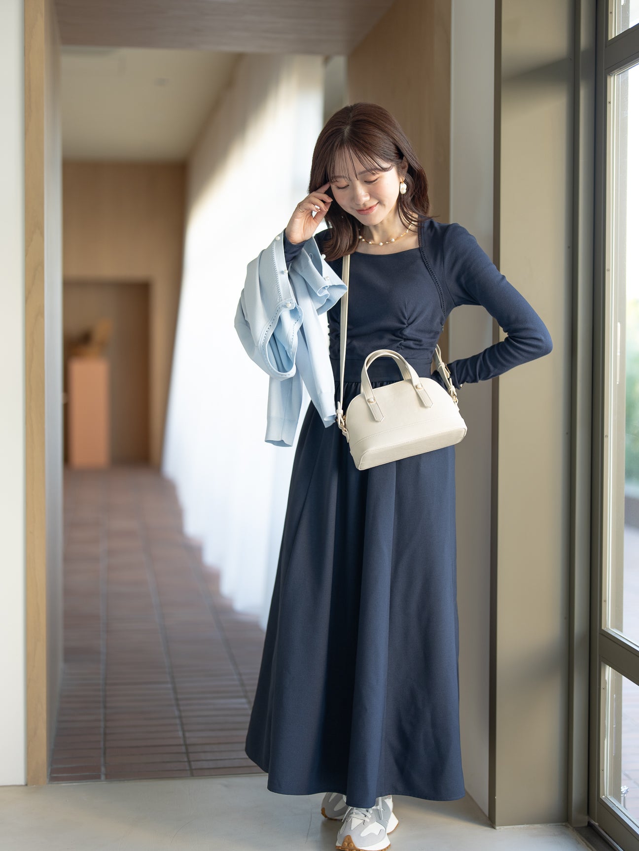 トラペーズネックフライスドッキングワンピース【オーガニックコットン】