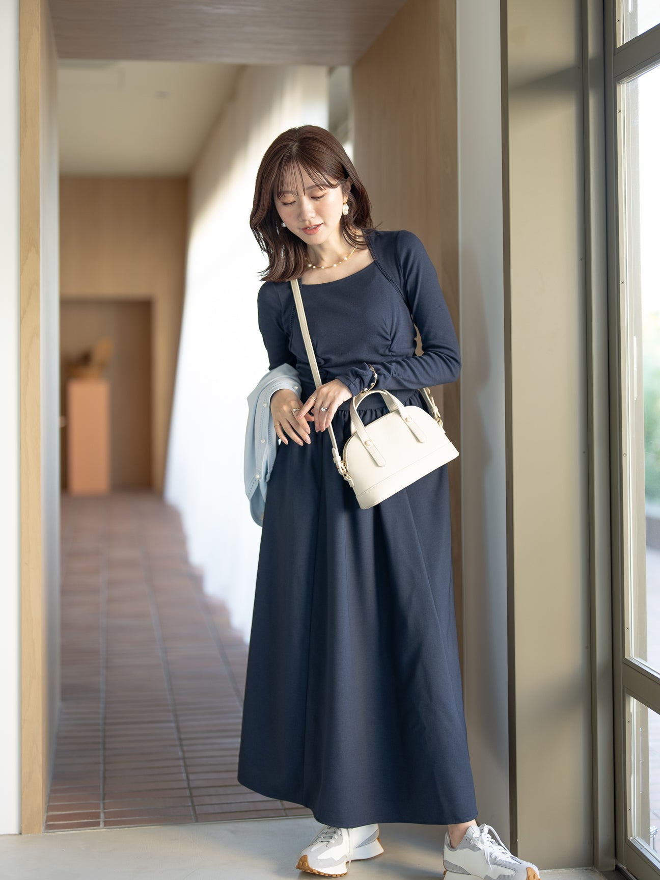 トラペーズネックフライスドッキングワンピース【オーガニックコットン】