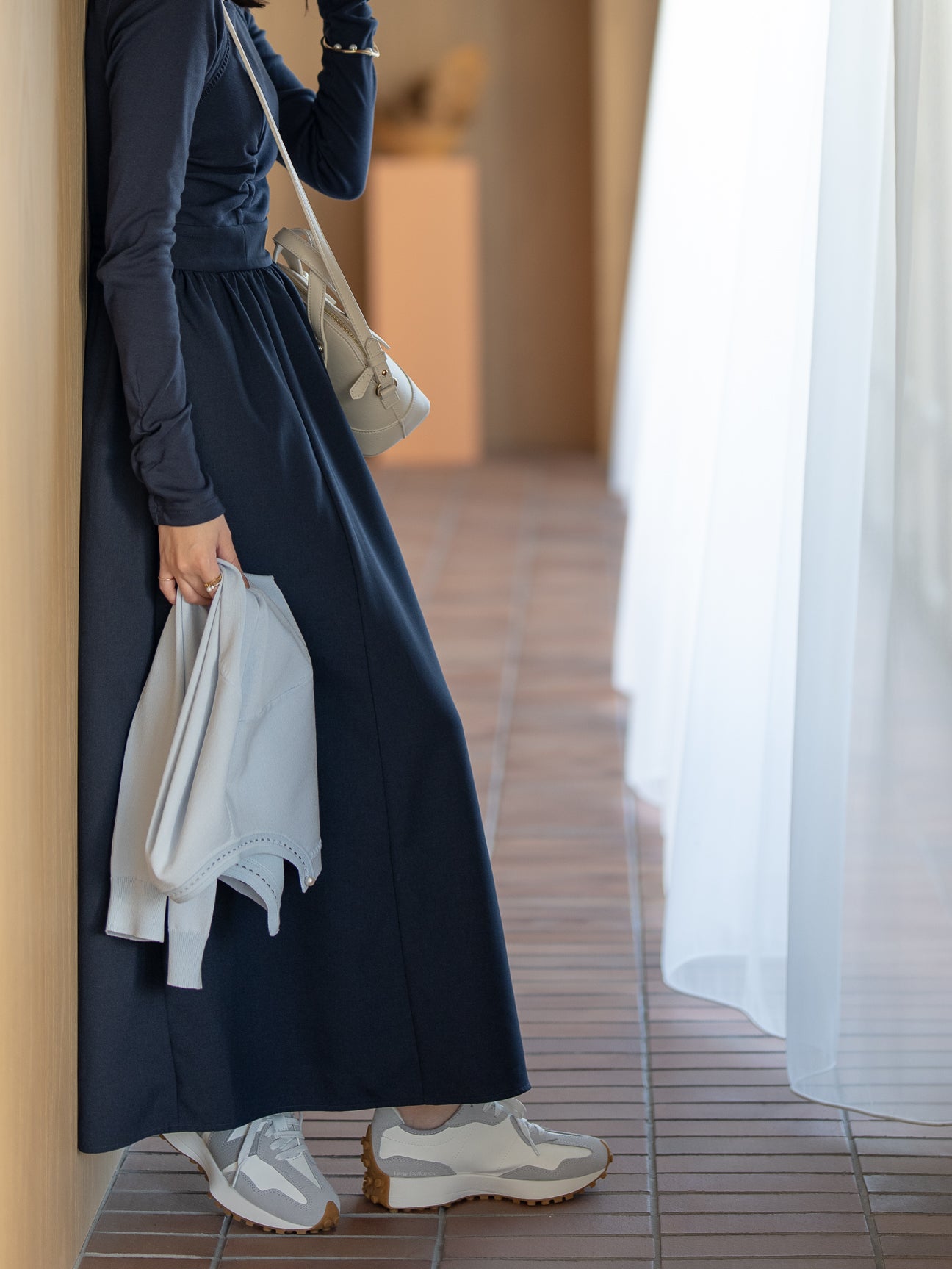 トラペーズネックフライスドッキングワンピース【オーガニックコットン】