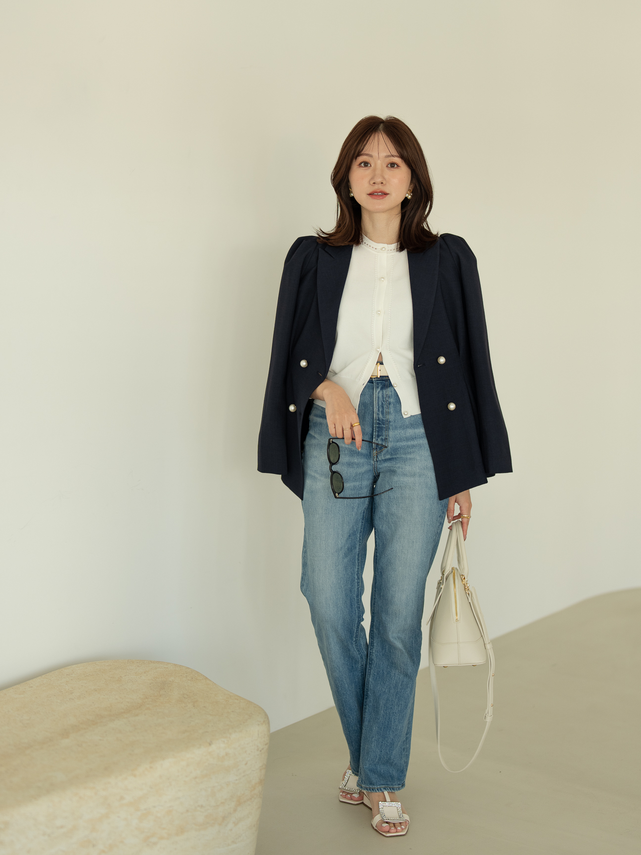 リネンライクテーラードジャケット【リサイクルポリエステル】