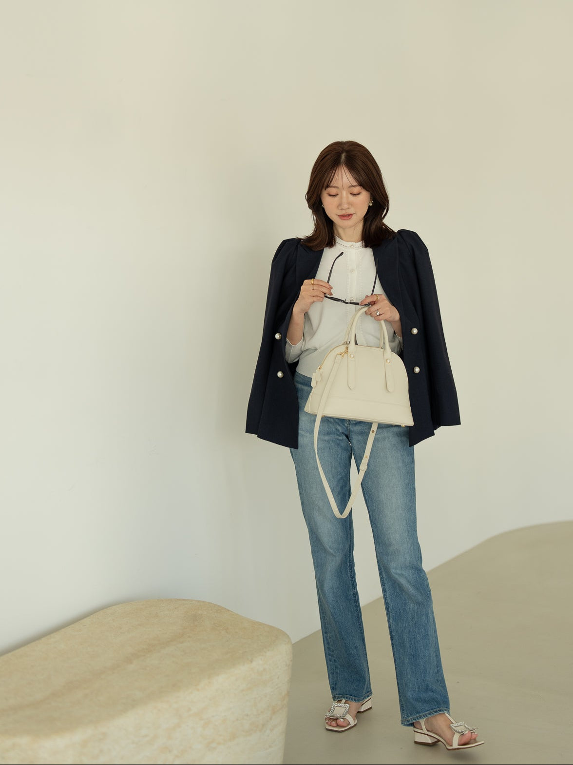 リネンライクテーラードジャケット【リサイクルポリエステル】