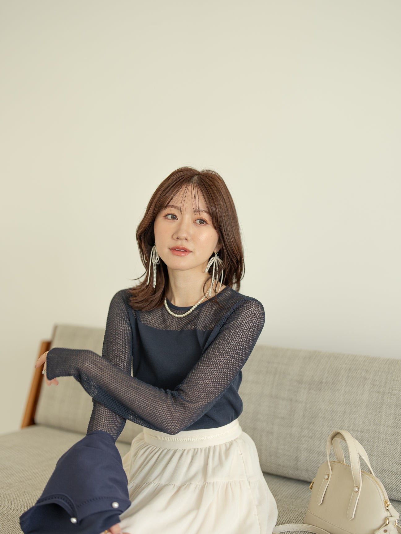 レースコットンニットプルオーバー【BCIコットン】