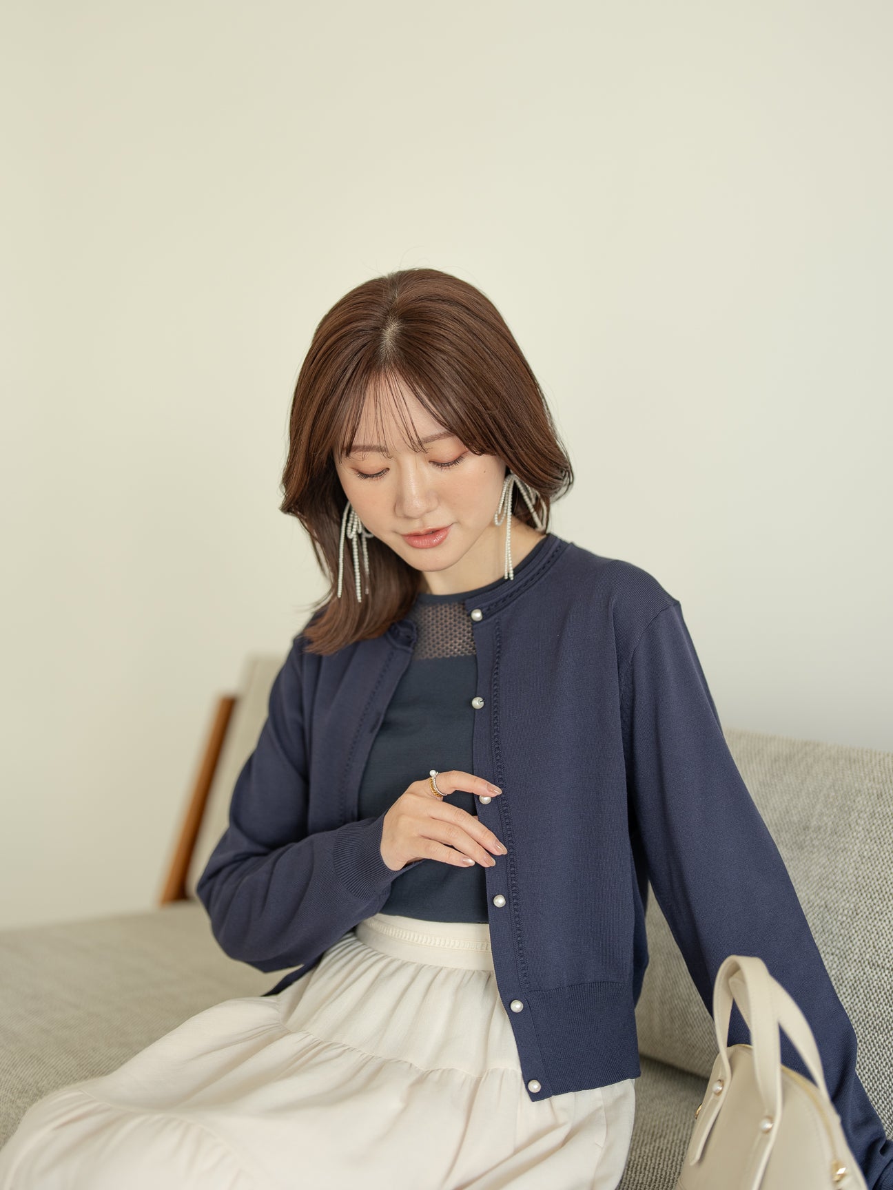 ハシゴトリムカーディガン