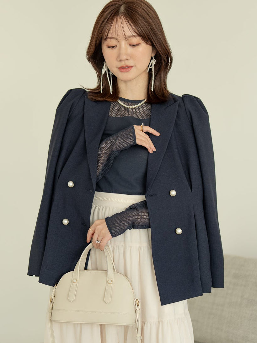 リネンライクテーラードジャケット【リサイクルポリエステル】