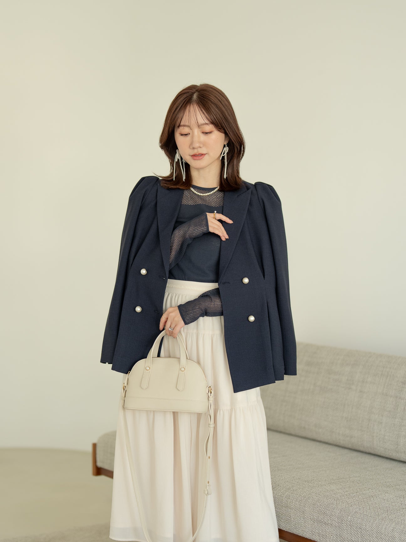 レースコットンニットプルオーバー【BCIコットン】