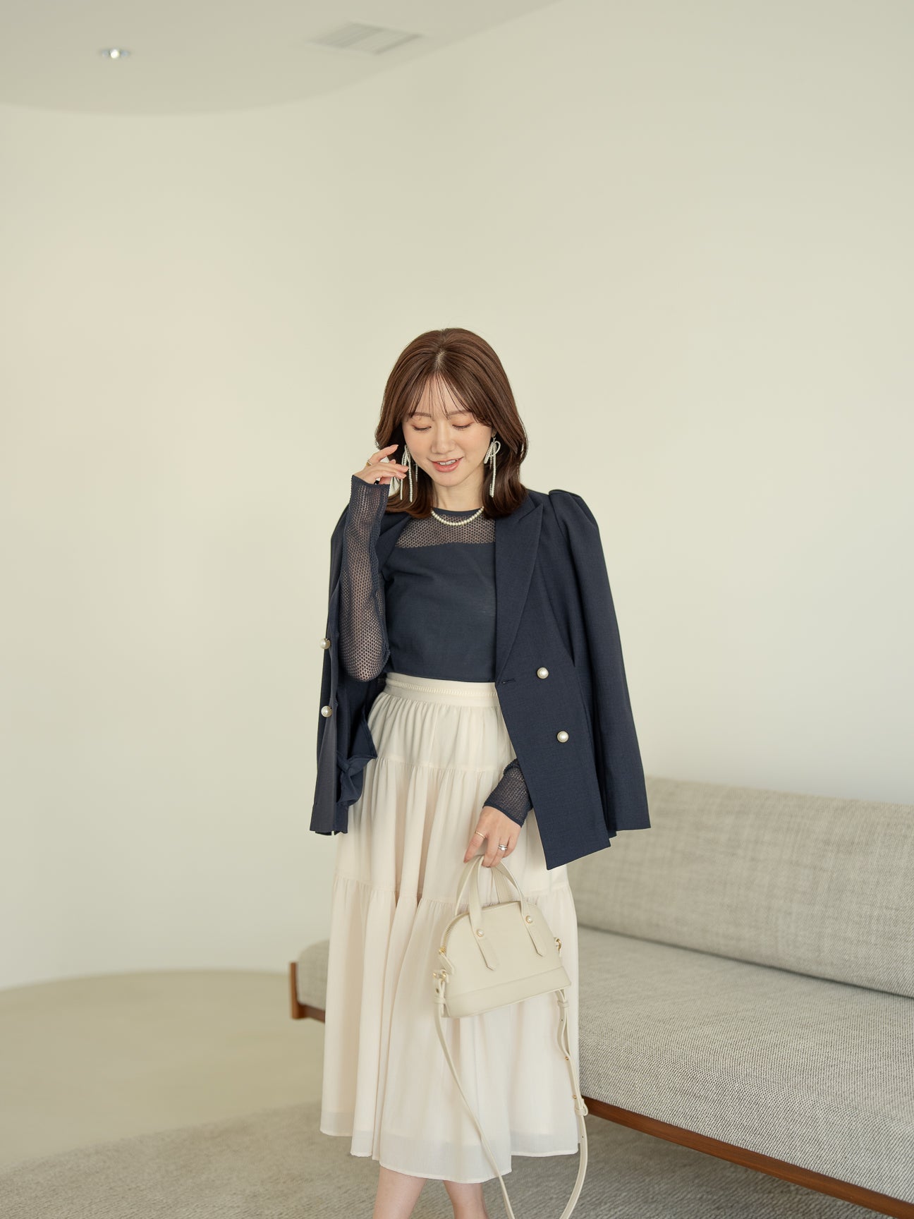 リネンライクテーラードジャケット【リサイクルポリエステル】