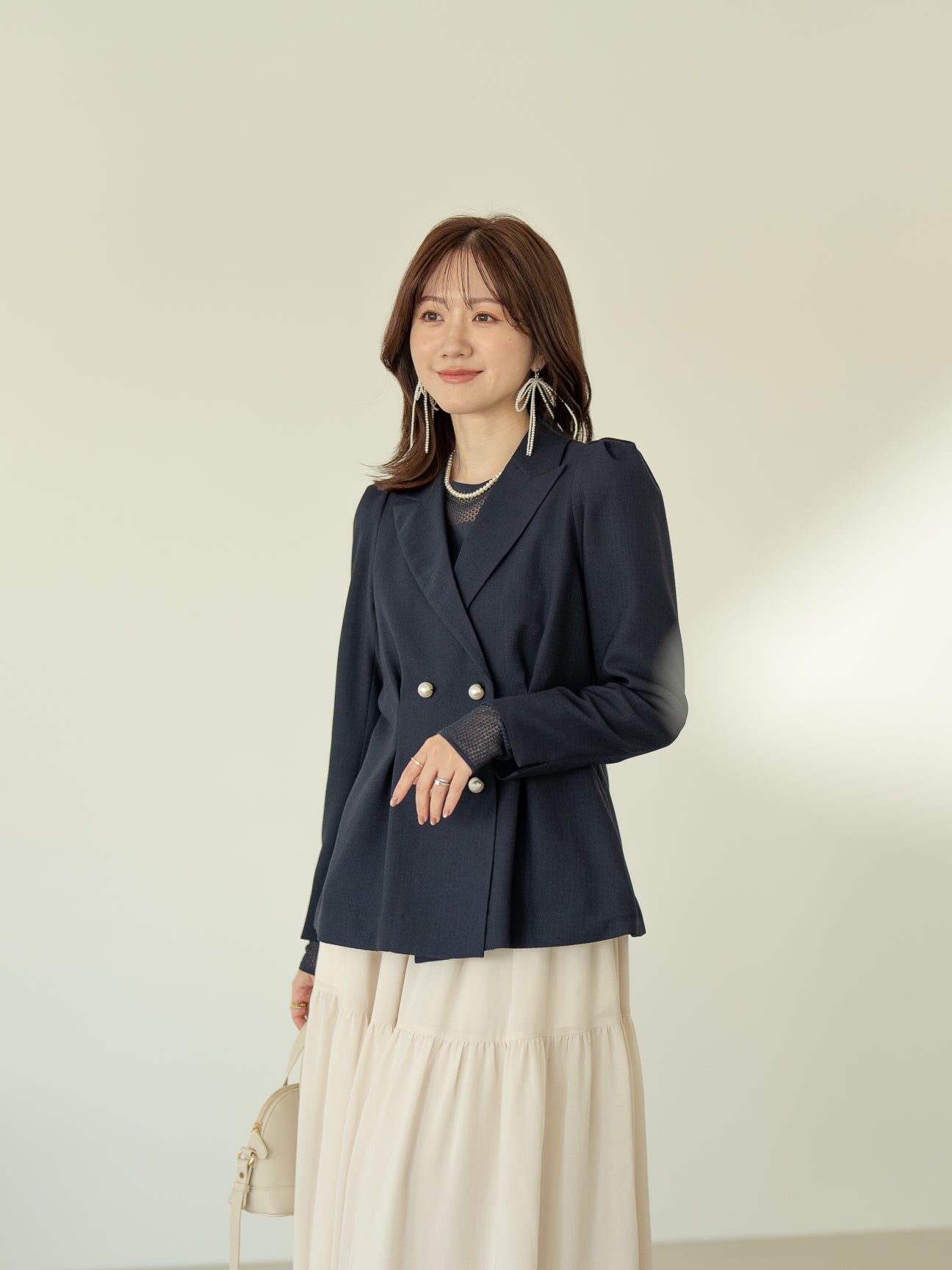 リネンライクテーラードジャケット【リサイクルポリエステル】