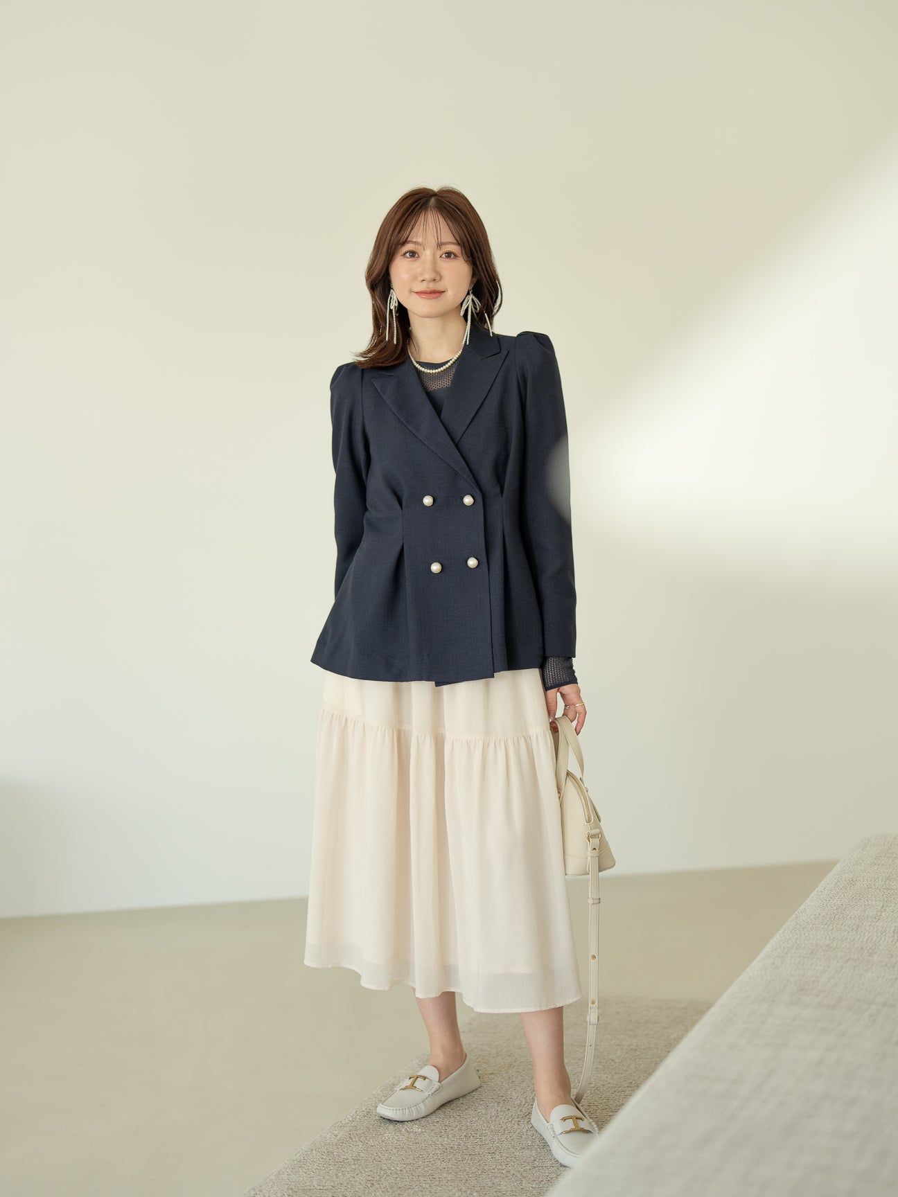 リネンライクテーラードジャケット【リサイクルポリエステル】