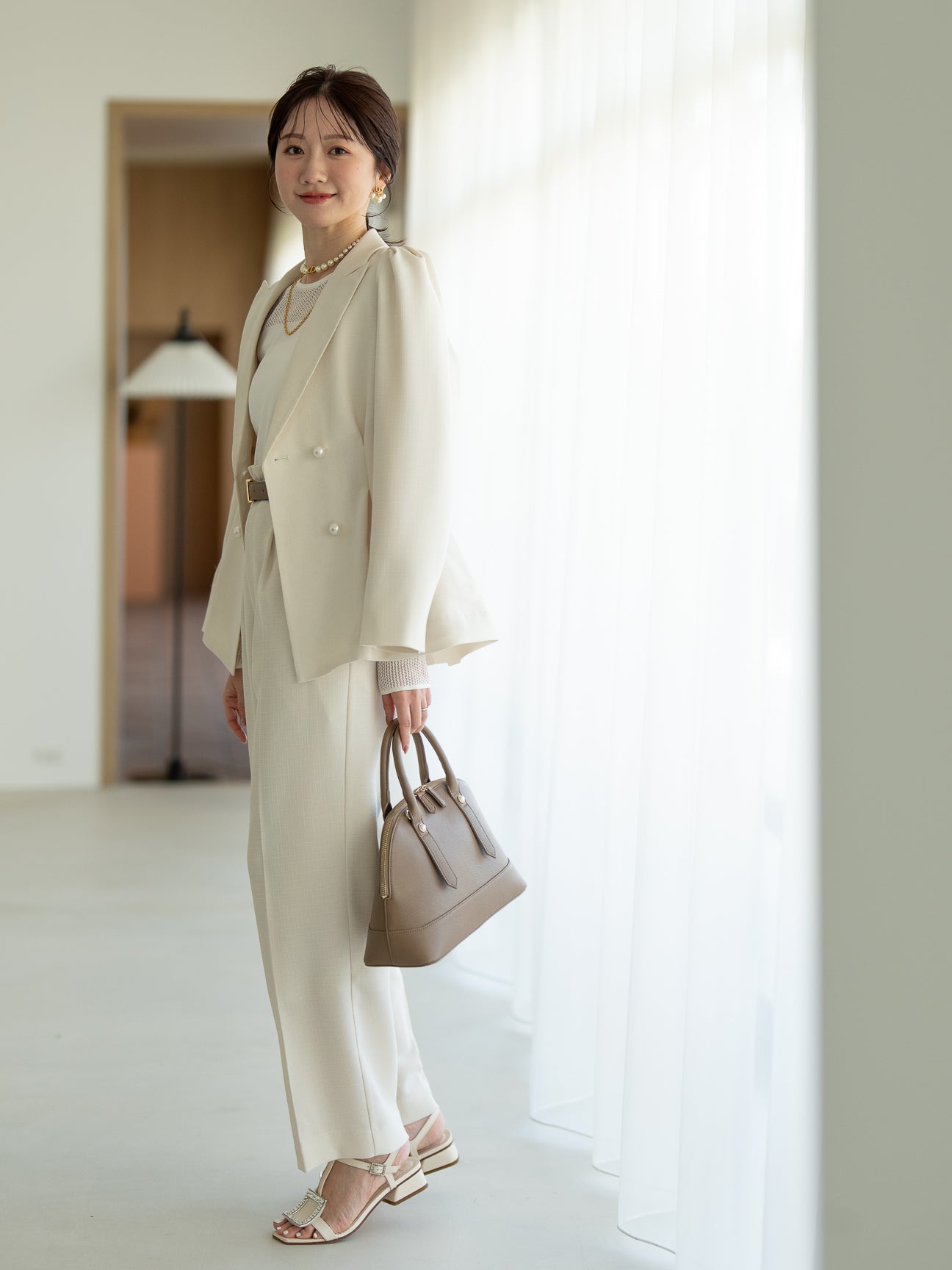 リネンライクテーラードジャケット【リサイクルポリエステル】