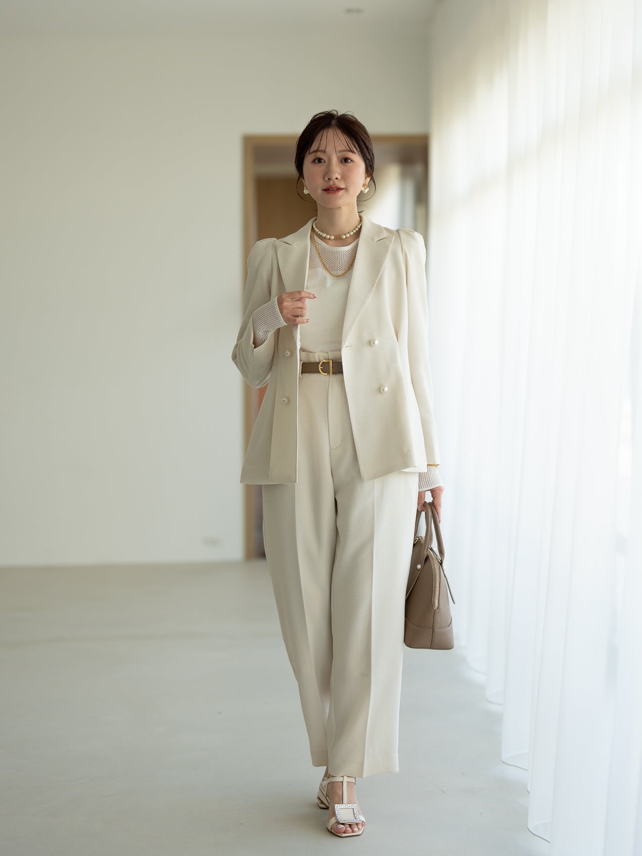 リネンライクテーラードジャケット【リサイクルポリエステル】