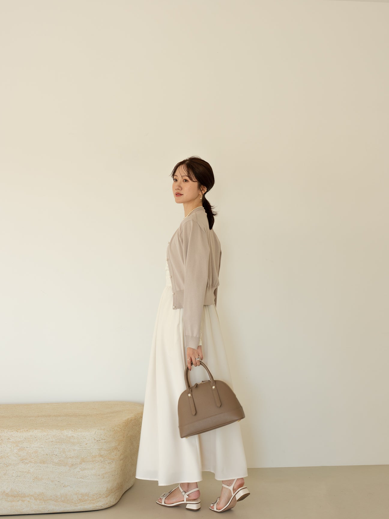 トラペーズネックフライスドッキングワンピース【オーガニックコットン】