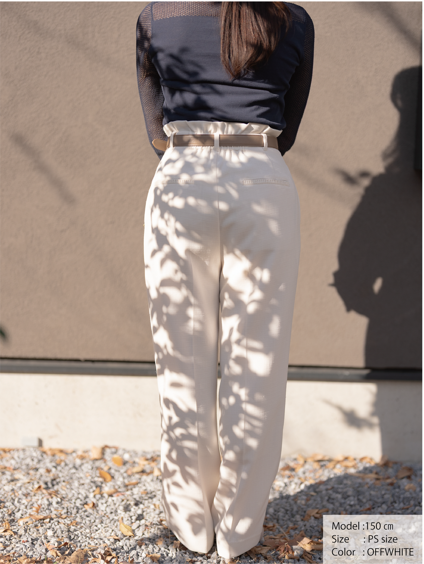 ストレッチリネンライクセミワイドパンツ【リサイクルポリエステル】