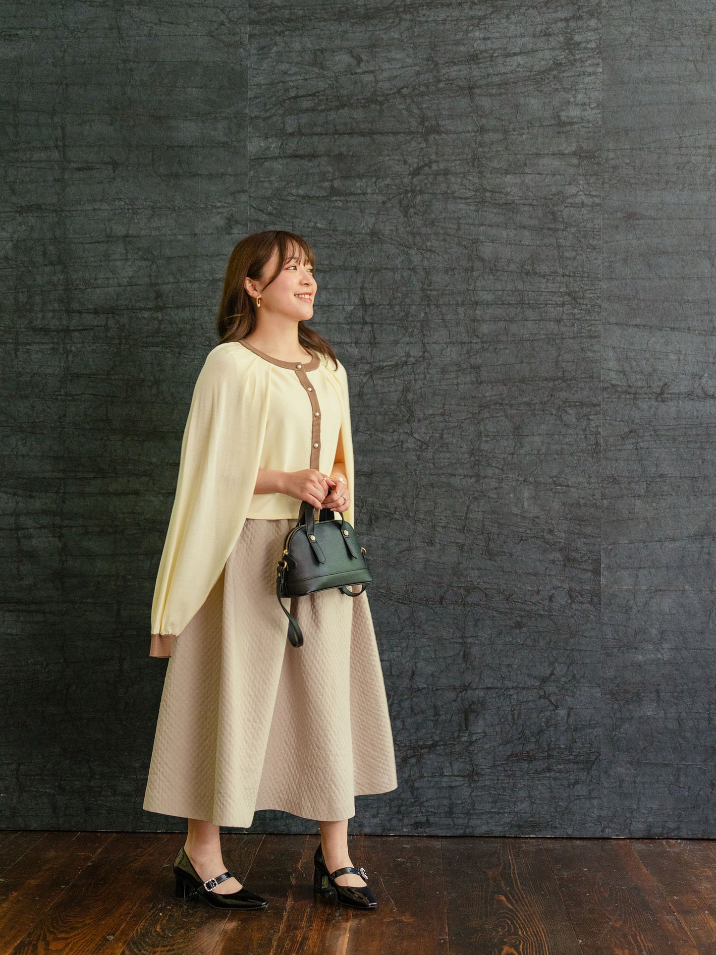 2WAYバイカラーニットカーディガン【レーヨン×リサイクルポリエステル】