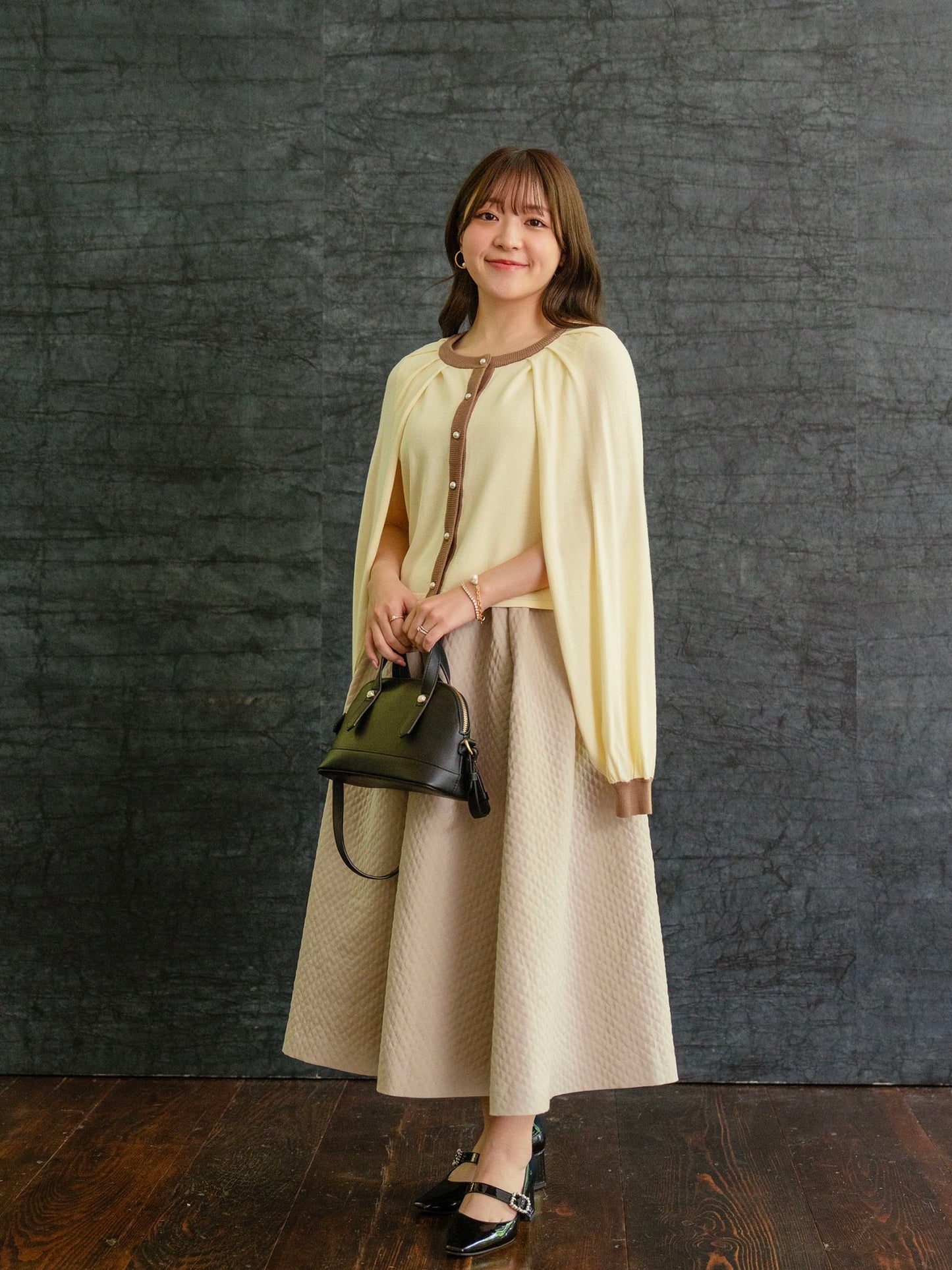 2WAYバイカラーニットカーディガン【レーヨン×リサイクルポリエステル】