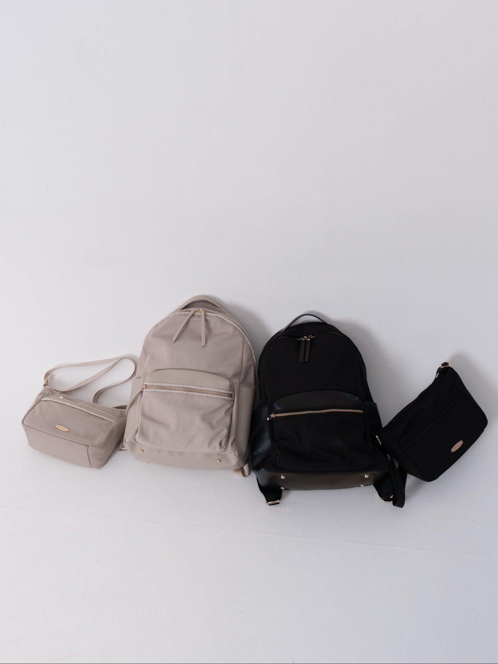 メゾンエシェル ツイストコードバックパック【リサイクルポリエステル】　ベージュ ツイストコードバックパック【リサイクルポリエステル