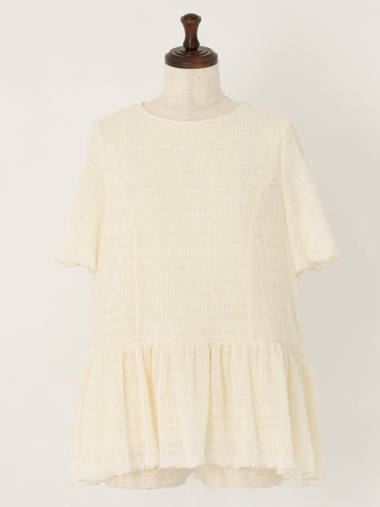 エアリーシャーリングペプラムトップス【リサイクルポリエステル】