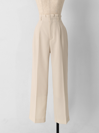 ストレッチリネンライクセミワイドパンツ【リサイクルポリエステル】